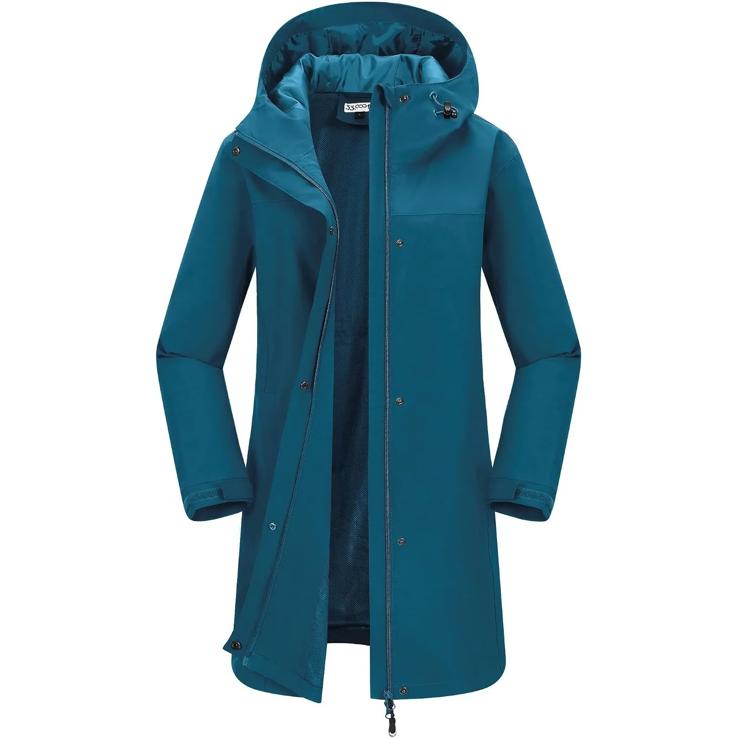33,000ft Damen Regenjacke Lange Windbreaker Softshelljacke mit Kapuze