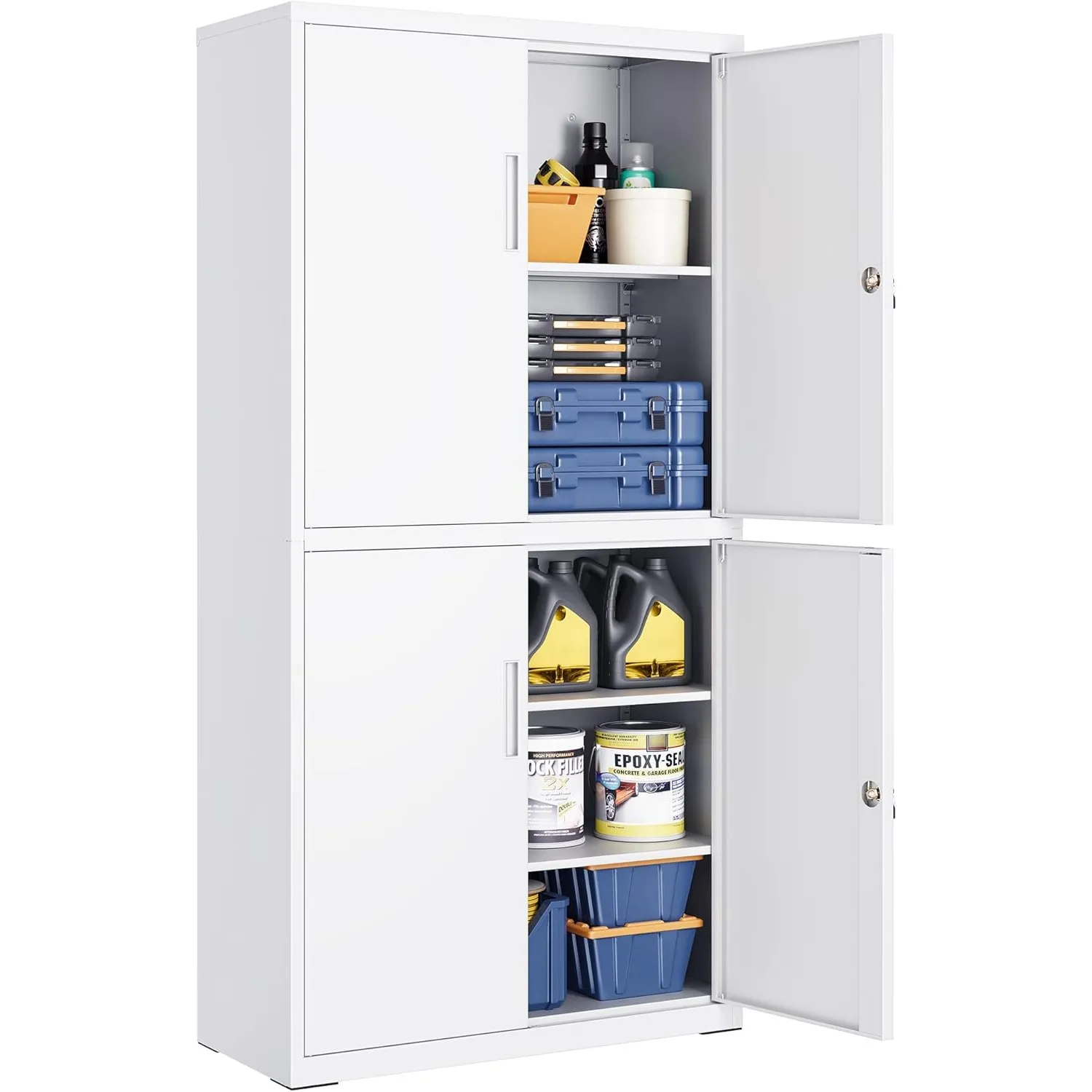 SONGMICS Aktenschrank, mit 4 Türen und 5 Ebenen, 40 x 80 x 180 cm