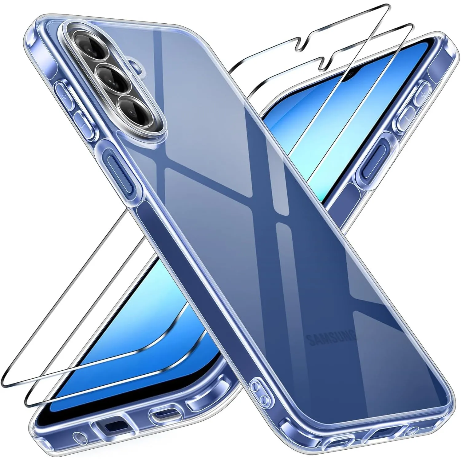 ivoler Nie Vergilbung HD Klar Hülle für Samsung Galaxy A18 / A17 4G / 5G, 1 Handyhülle mit 2 Stück Panzer Schutz Glas, …