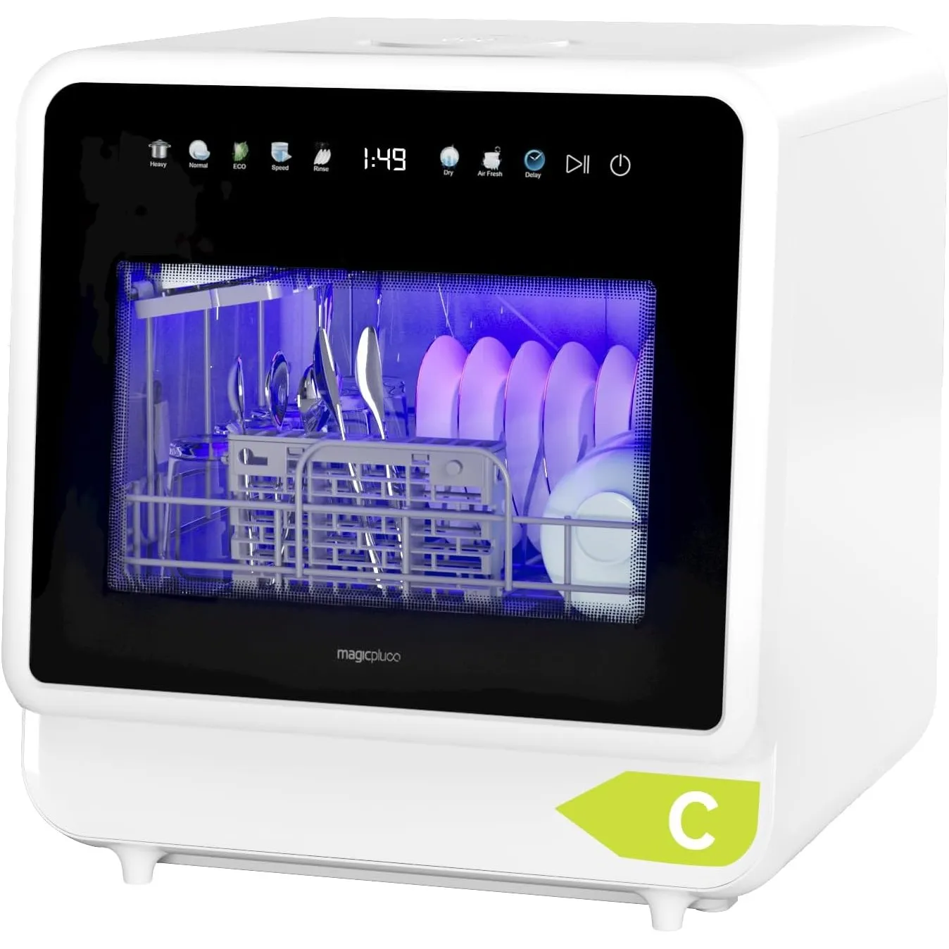 magicplux Mini Geschirrspüler 6+2 Programme, 24 Std. Startverzögerung | 5 Gedecke, Kleine Spülmaschine mit 3 Sprüharme,…