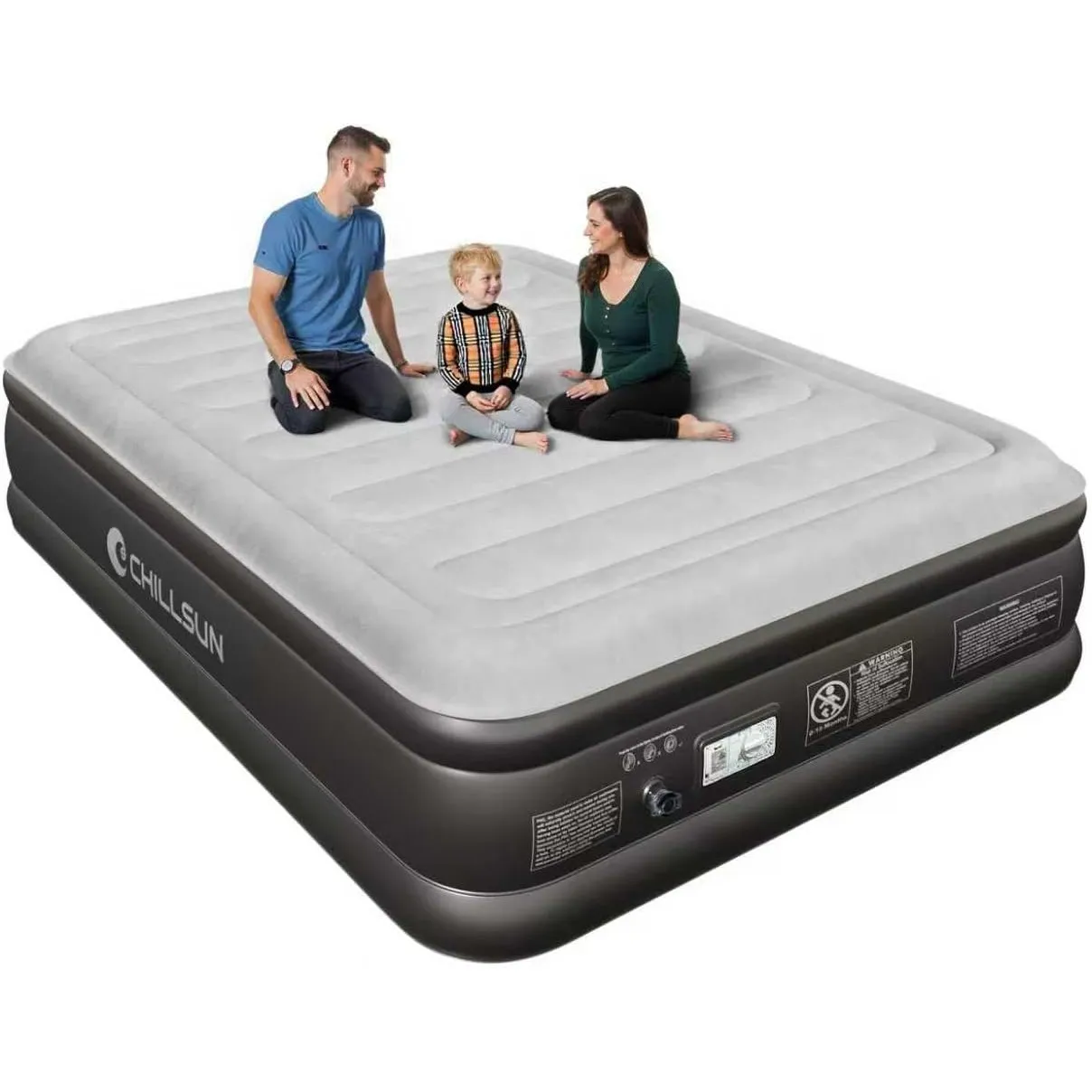 CHILLSUN Luftbett Luftmatratze 2 Personen 203x152x46 cm, Aufblasbare Matratze mit Elektrischer Pumpe, Extra Dicke wasse…