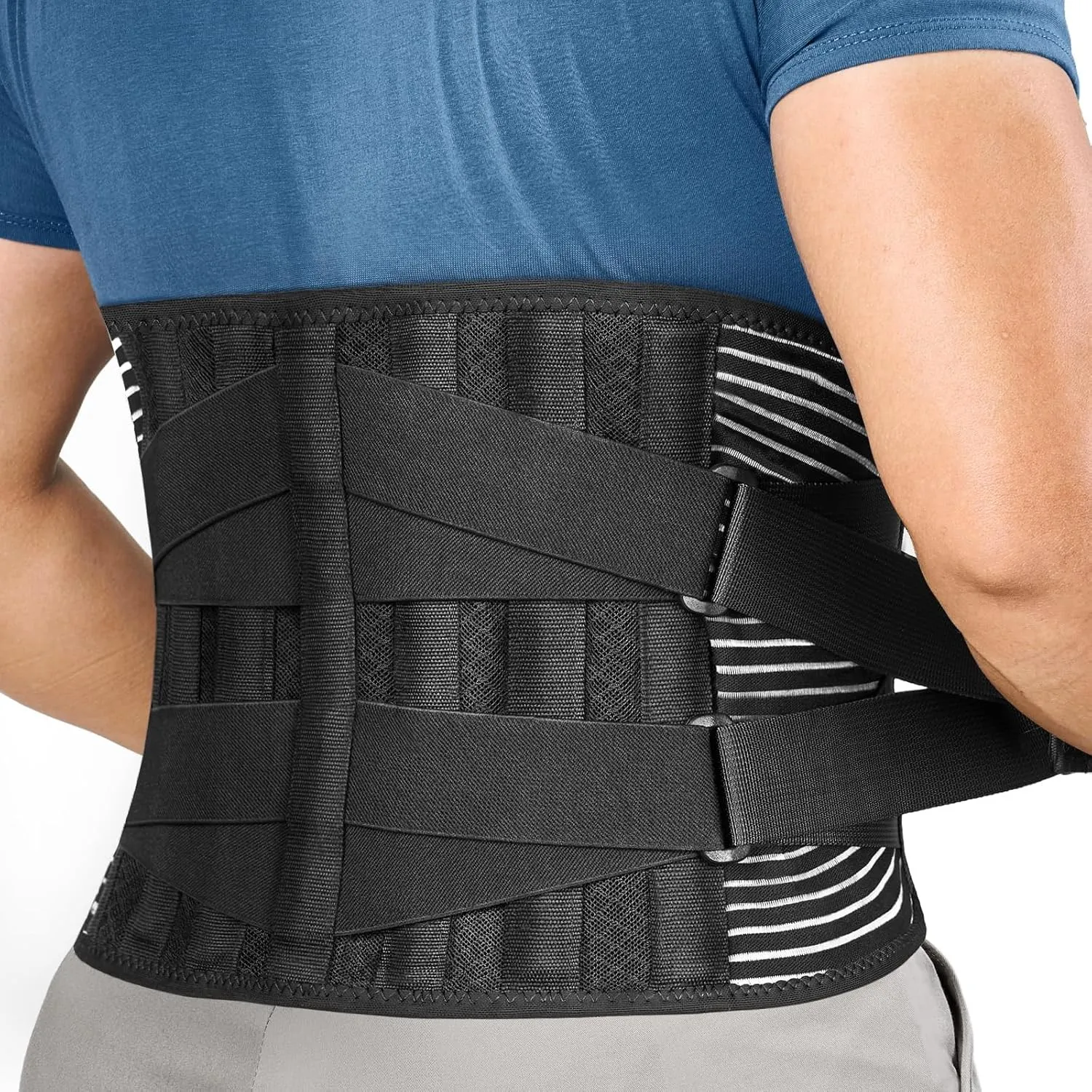FREETOO Stark Stützende LWS Stützgürtel Herren Damen, Bequemer Atmungsaktive Rückenbandagen mit 6 Metallstützstangen, V…