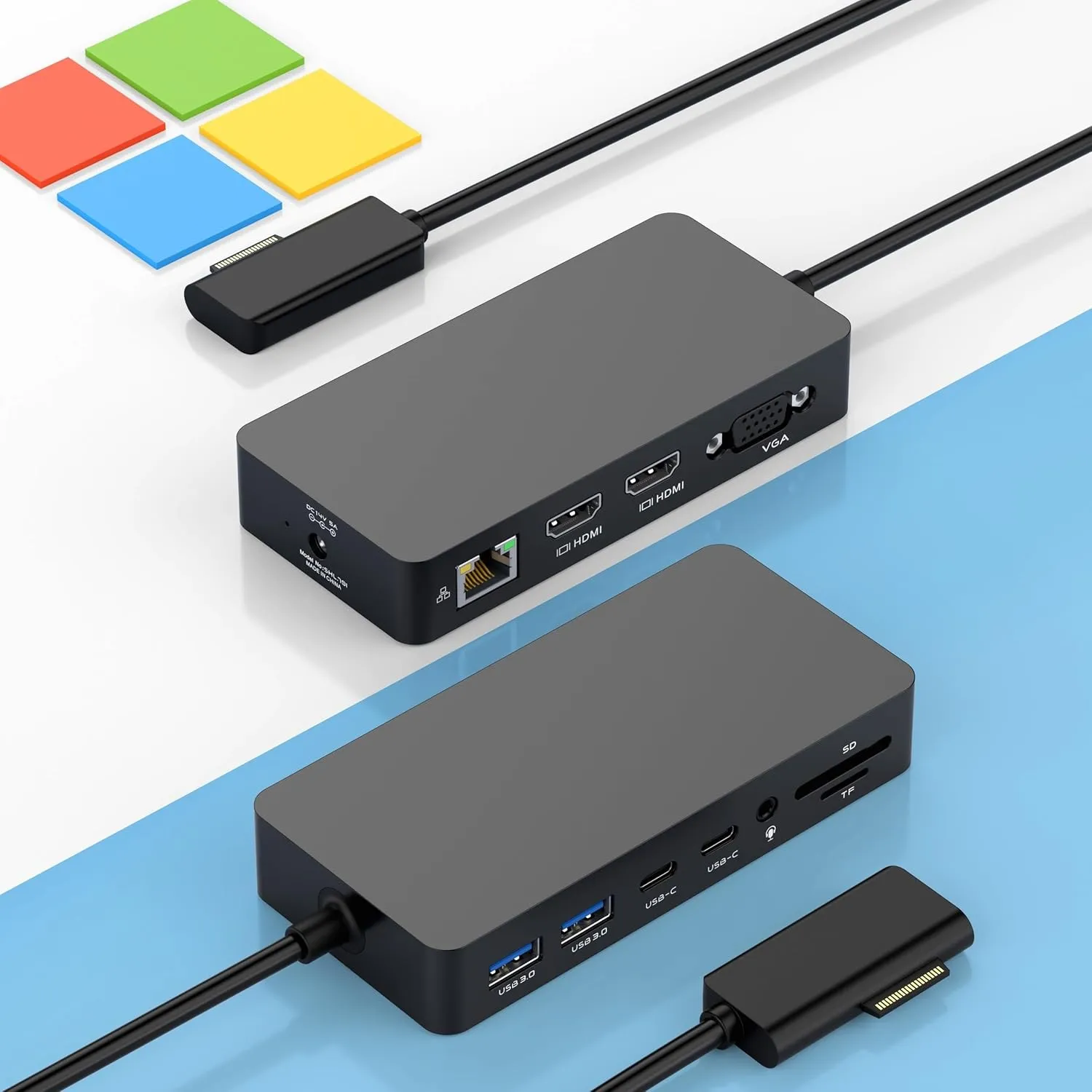 Neues Microsoft Surface Dock mit drei Displays, Dual HDMI+VGA mit Netzteil, 12-in-1-Surface-Dockingstation für Microsof…
