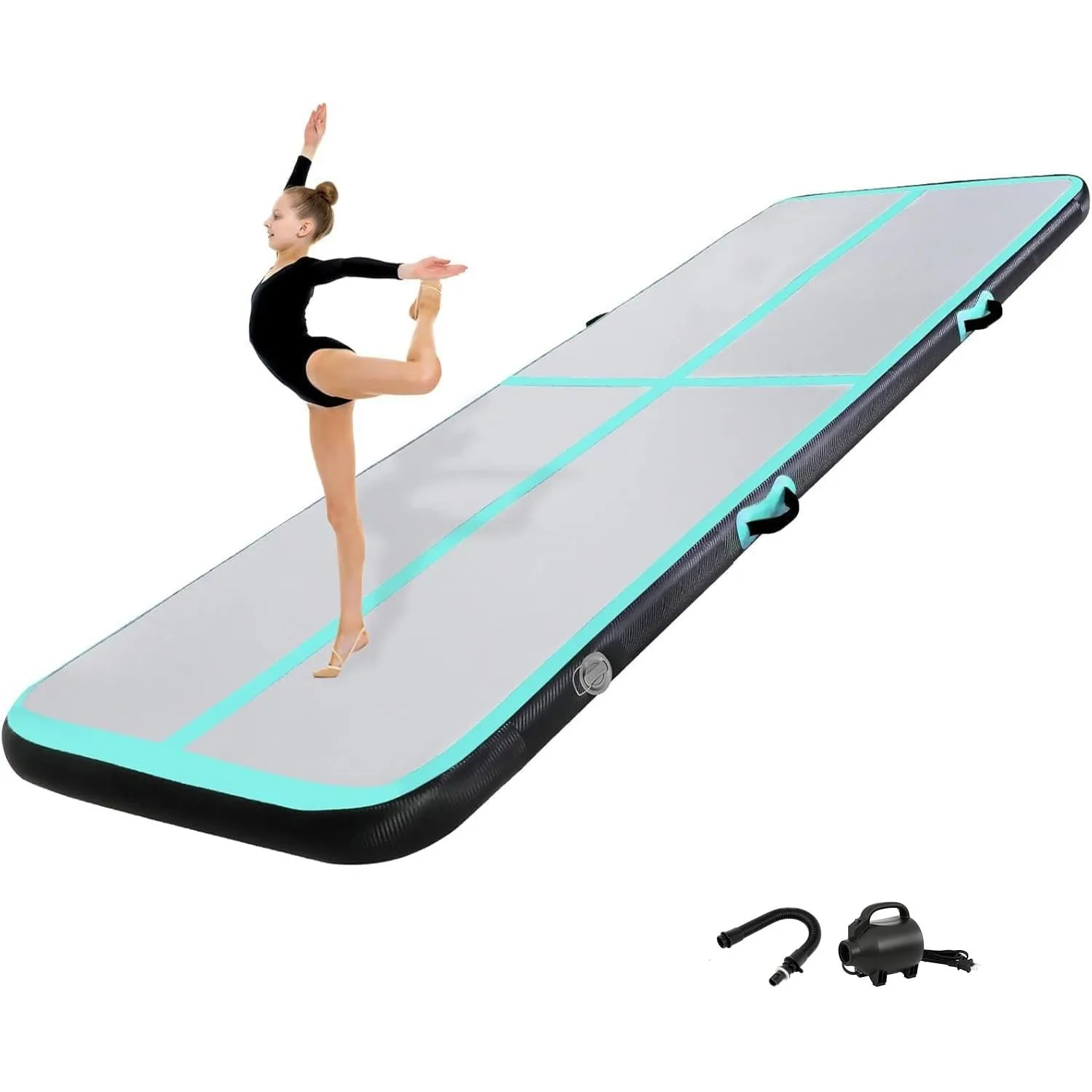 10/20CM Hoch Gymnastikmatte Tumbling Matte, 2/3/4/5/6M Aufblasbar Gymnastik Track Matte Air Turnmatte mit Luftpumpe Auf…