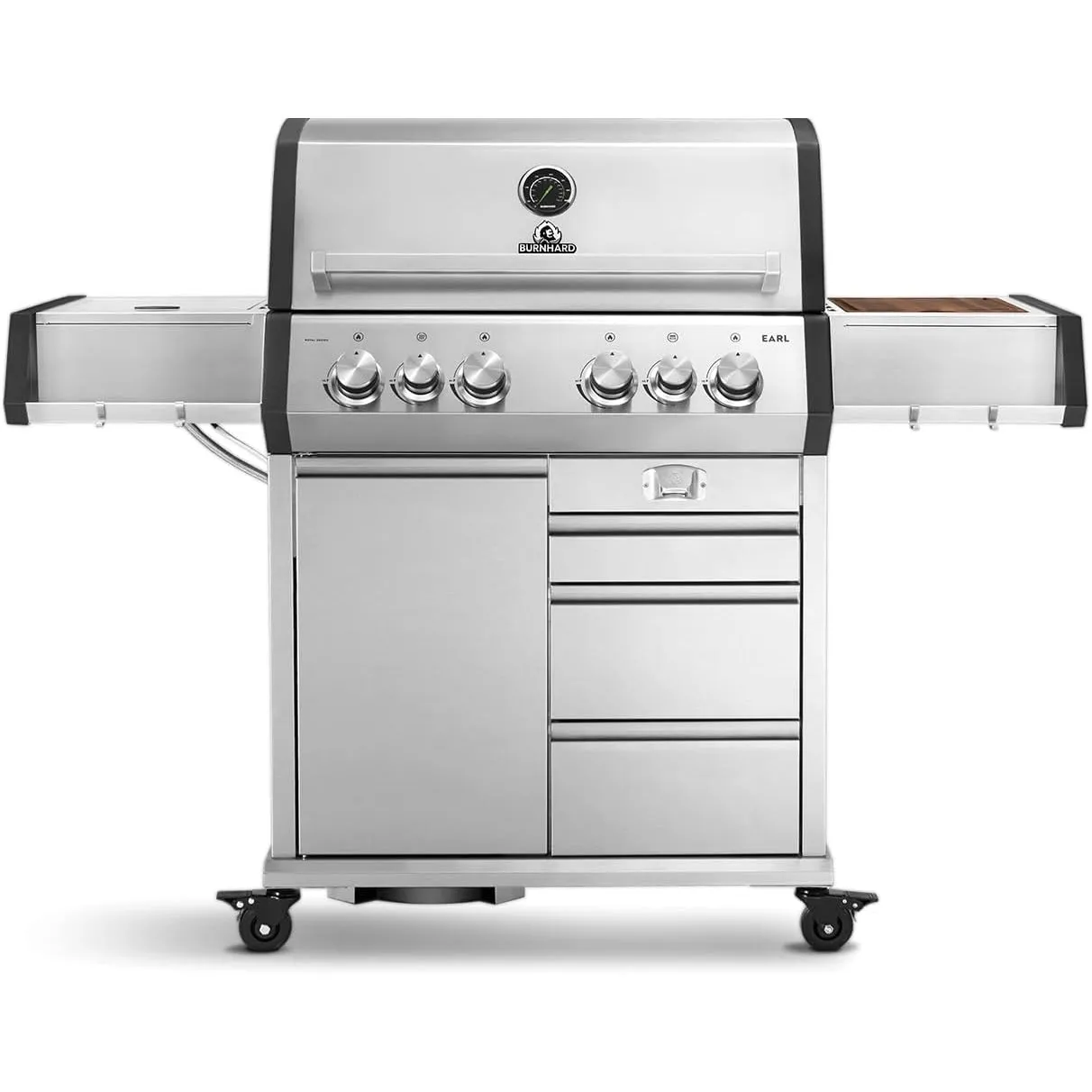 BURNHARD® Big EARL Gasgrill 4-Brenner, Gusseisenrost, Edelstahl