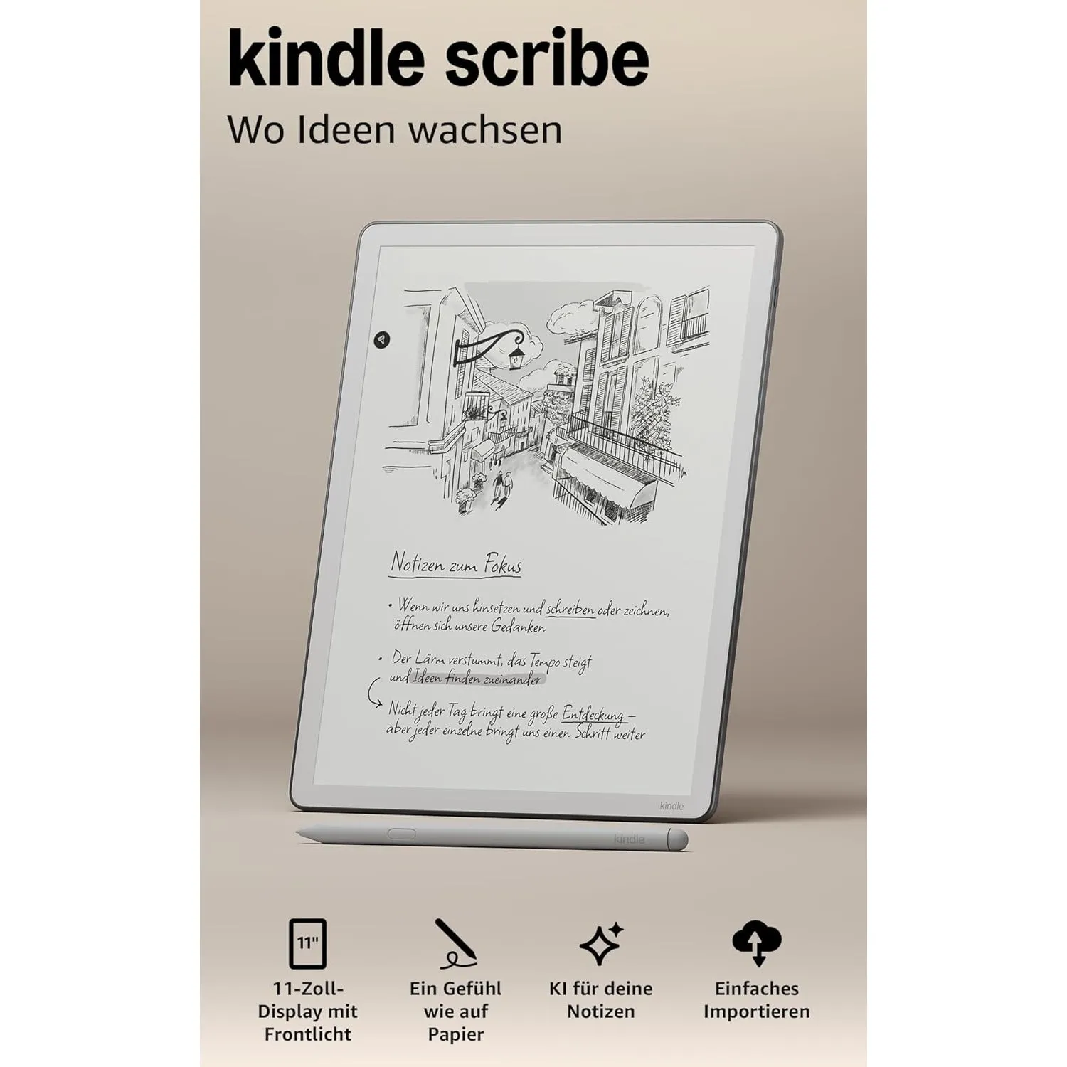 Amazon Kindle Scribe 32 GB (neueste Generation) – 11-Zoll-Display mit Frontlicht – Dünner, leichter, schneller – Schrei…