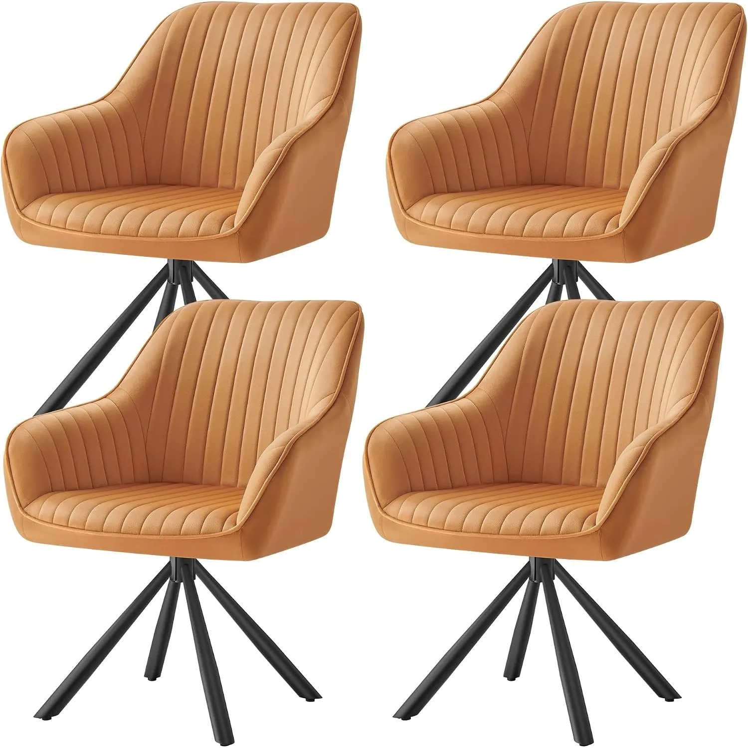 SONGMICS Esszimmerstuhl 4er Set, Küchenstuhl, Sessel drehbar, Samt, Polsterstuhl mit Armlehnen, bis 120 kg belastbar, S…