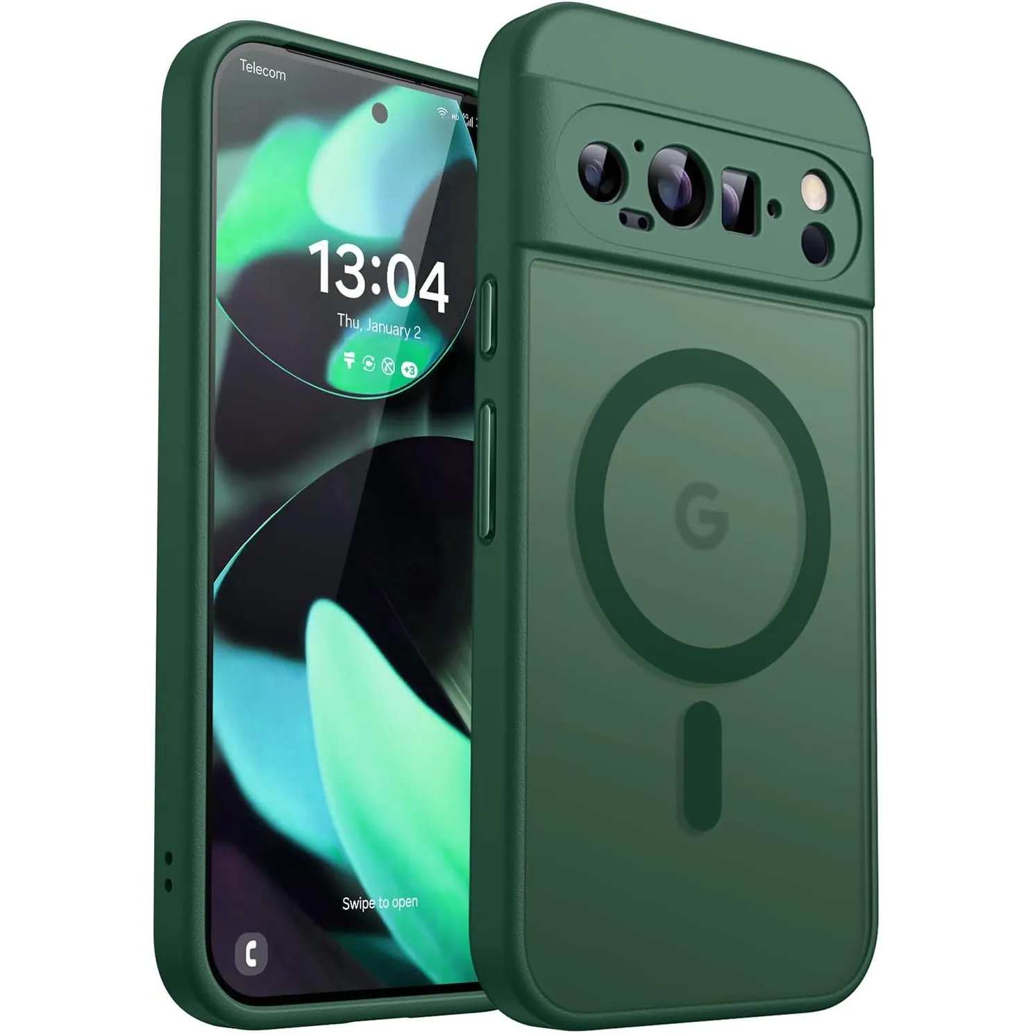 CANSHN für Google Pixel 9 Pro XL Hülle mit Kameraschutz, Dunkelgrün