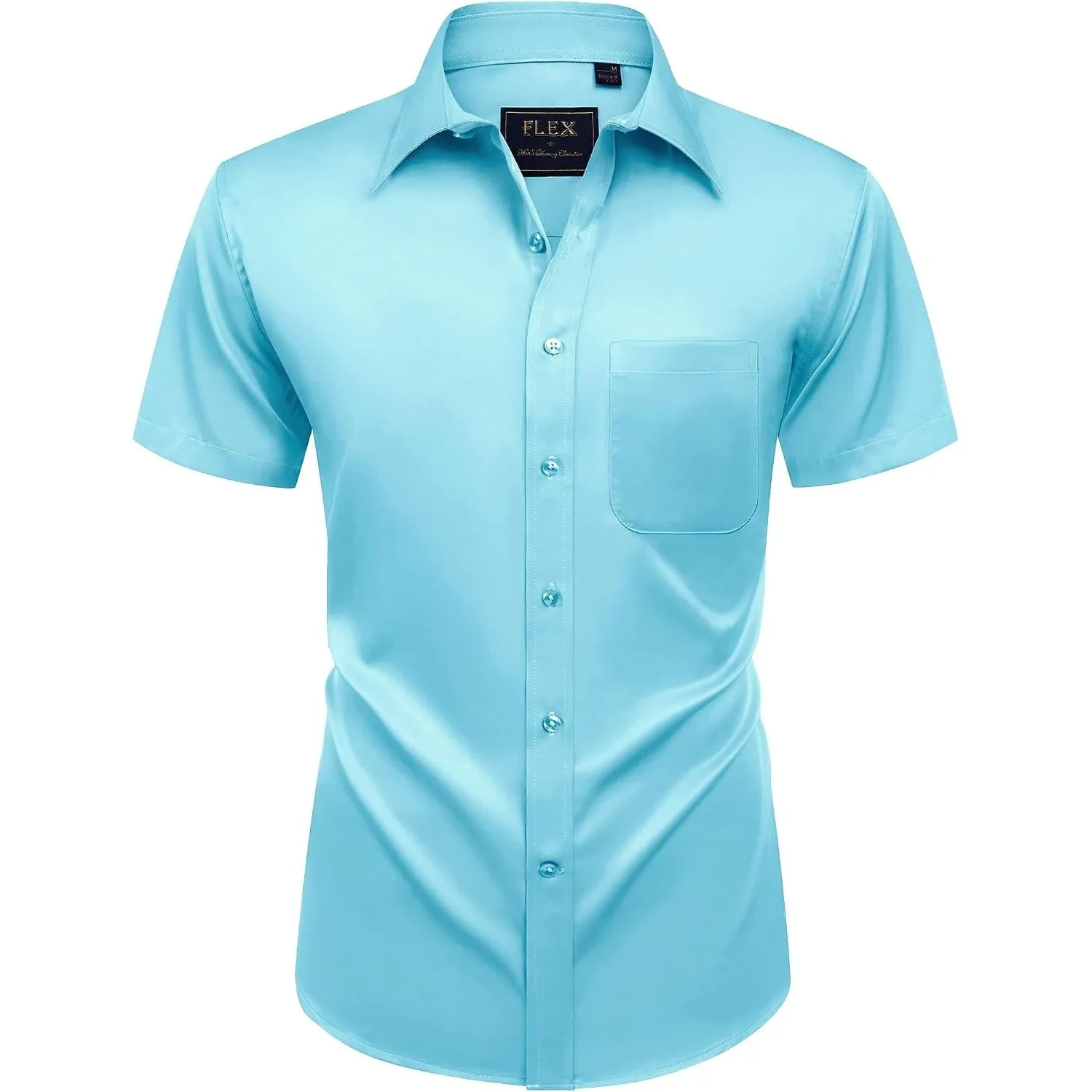 siliteelon Herren Kurzarm Hemden Casual Regular Fit Bügelfrei Business Hemd Faltenfrei Formales Hemd mit Tasche