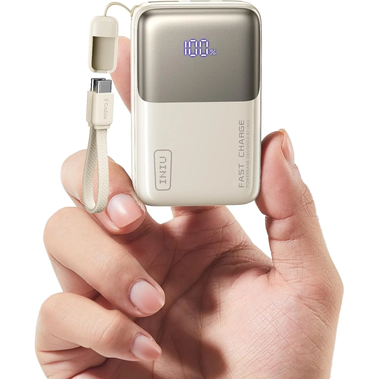 INIU Ultra Mini Powerbank, 10000mAh 45W Schnellladen mit USB C Kabel