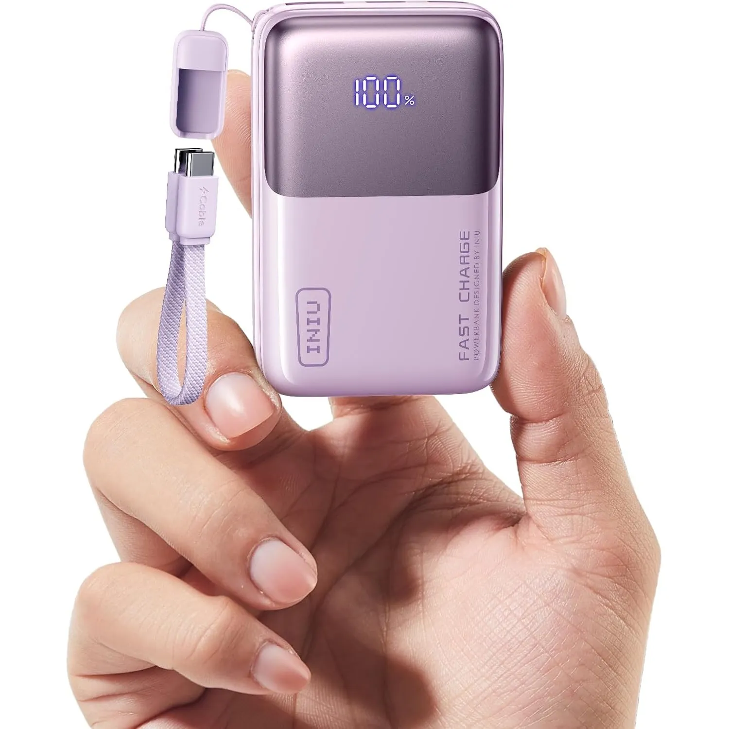 INIU Ultra Mini Powerbank, 10000mAh 45W Schnellladen mit USB C Kabel