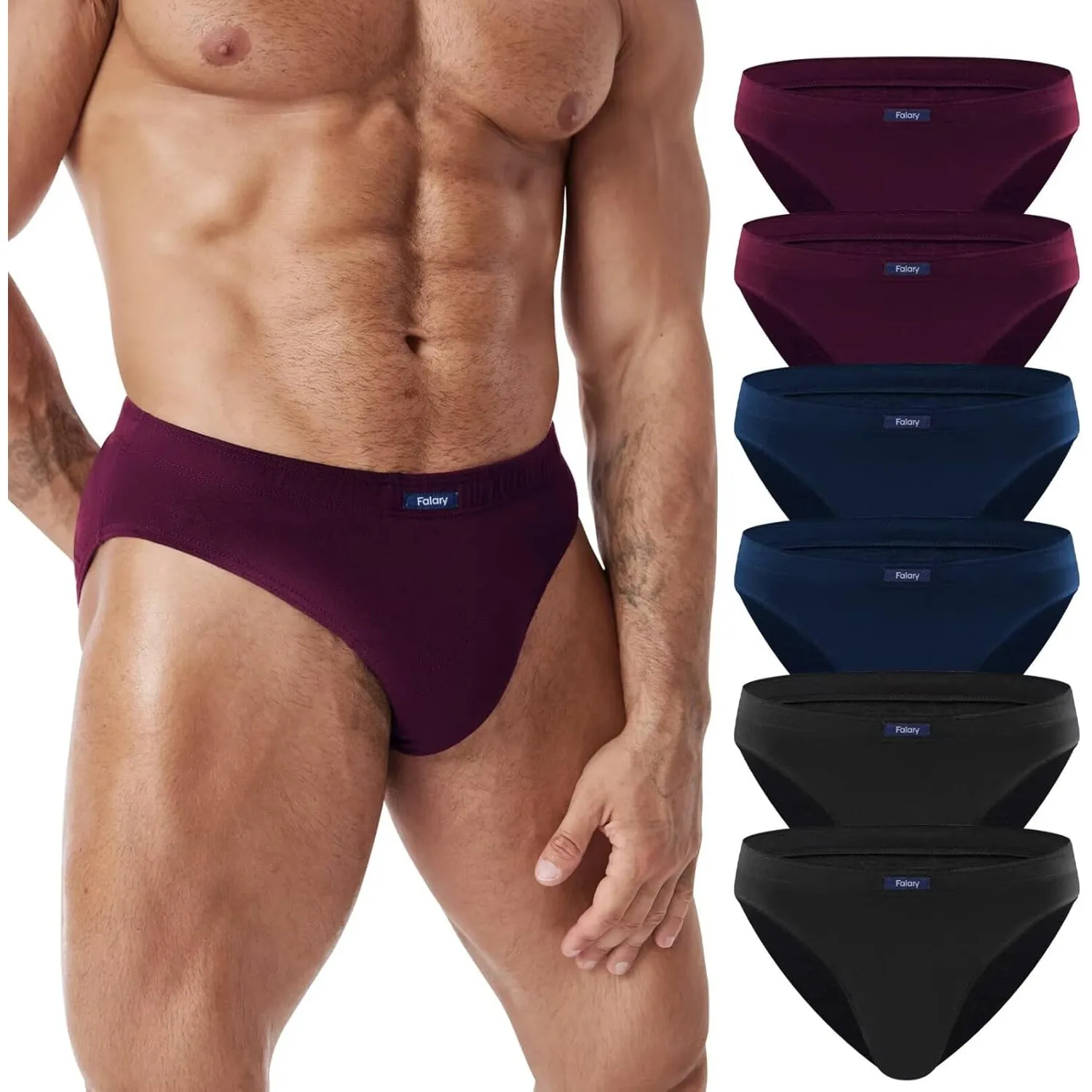 FALARY Herren Slip 6er Pack 100% Baumwolle Unterhosen Männer Unterwäsche Sport Basic