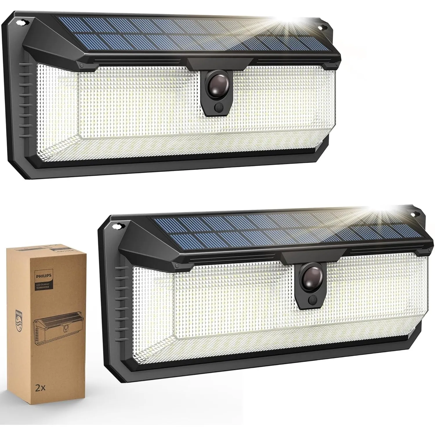 Philips Solarlampe Außen mit Bewegungsmelder, 258 LEDs Solarbetriebene Außen-Sicherheitsleuchte, 3 Modi, Wasserdichte W…