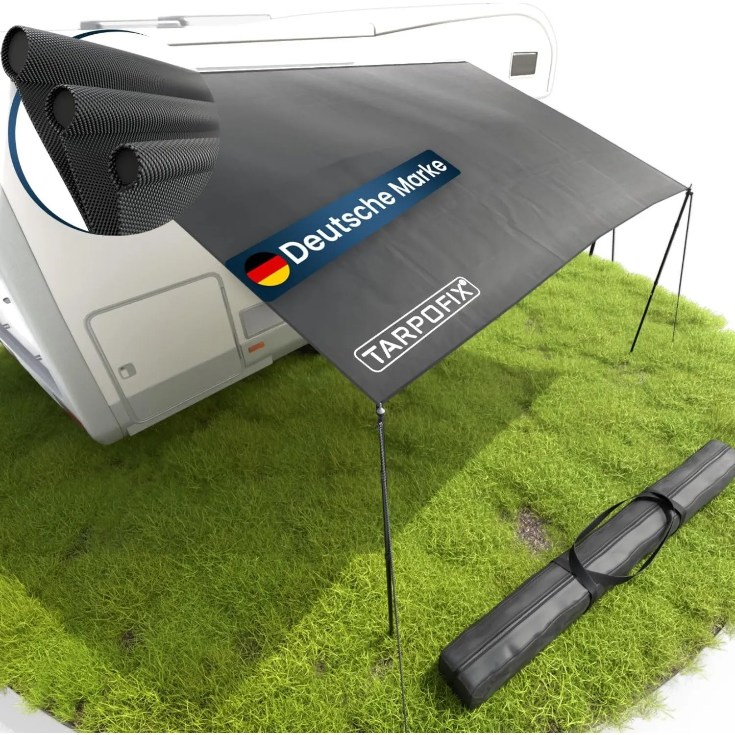 Tarpofix® Sonnensegel Wohnwagen 3 x 2,4 m | 100% Wasserabweisendes Sonnendach für Kederleiste | Sonnenschutz & UV Schut…