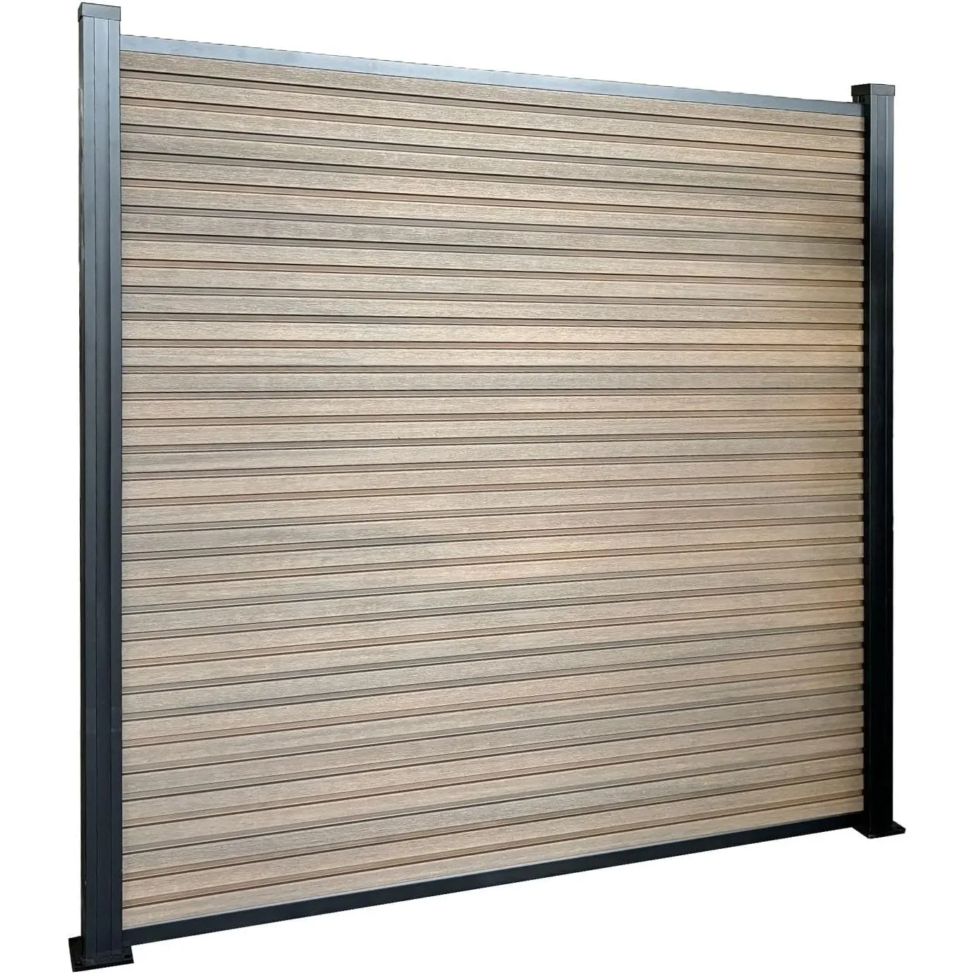Floordirekt Gartenzaun 180x180cm mit Aluminium Pfosten - WPC Zaun Komplettset Kronos - Sichtschutzzaun - Windschutz Sic…