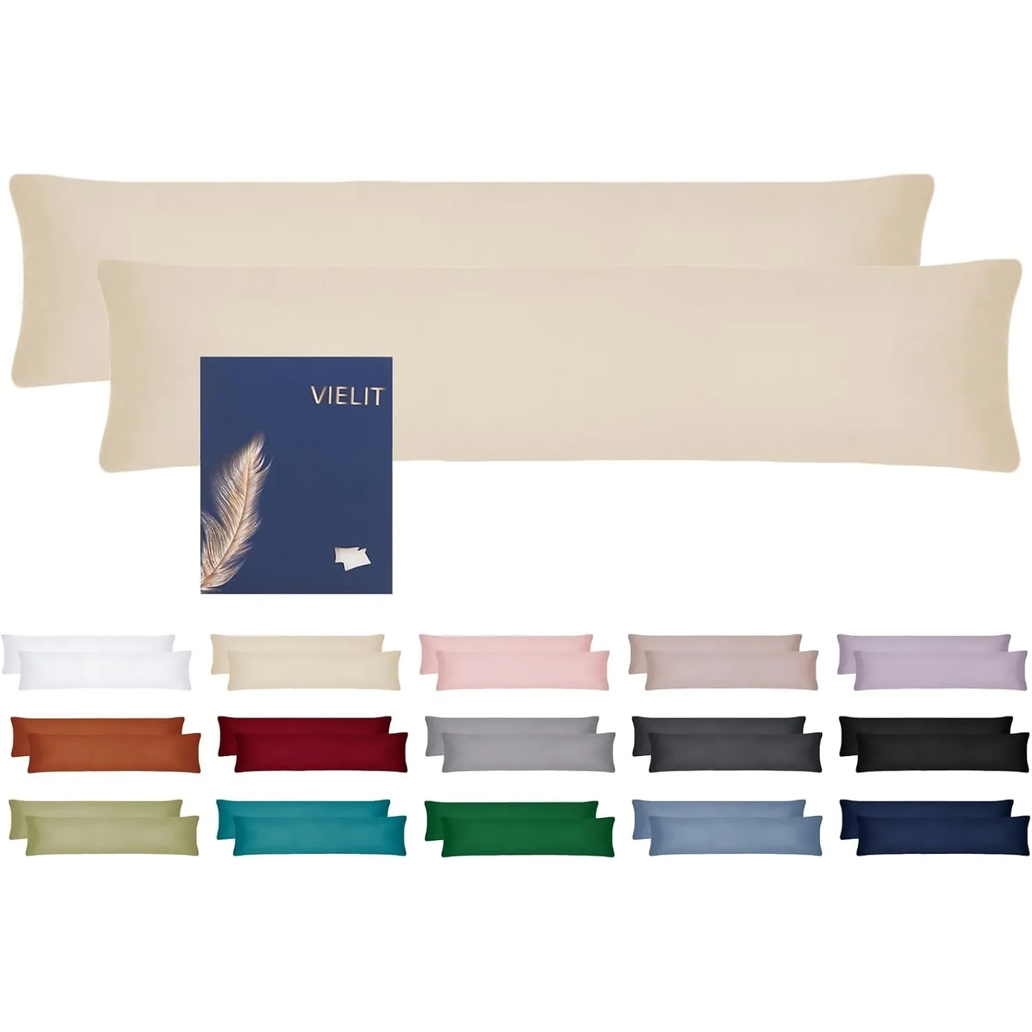 Vielit Seitenschläferkissen Bezug 40 x 145 2er Set Kissenbezug Beige