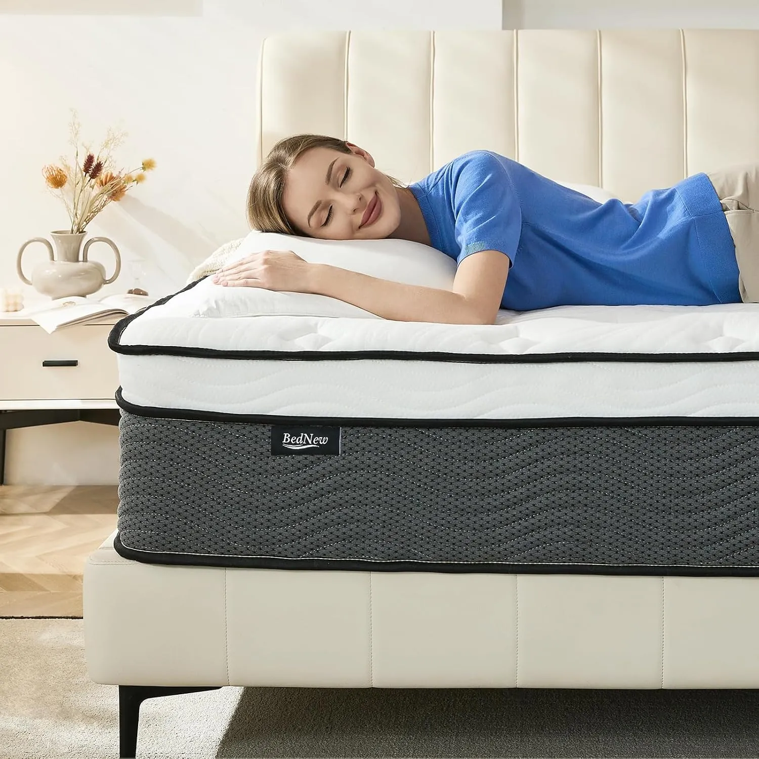 Matratze 160 x 200cm, Federkernmatratze H3 Höhe 34cm 7-Zonen Orthopädische Taschenfederkernmatratze mit Comfort Memory-…