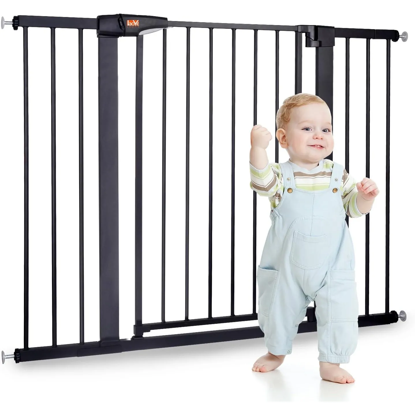 LAOYE Treppenschutzgitter ohne Bohren, Extra Hoch 92 cm Höhe, 75-124 cm Breite, Türgitter Baby mit 3 Verlängerungen, fü…