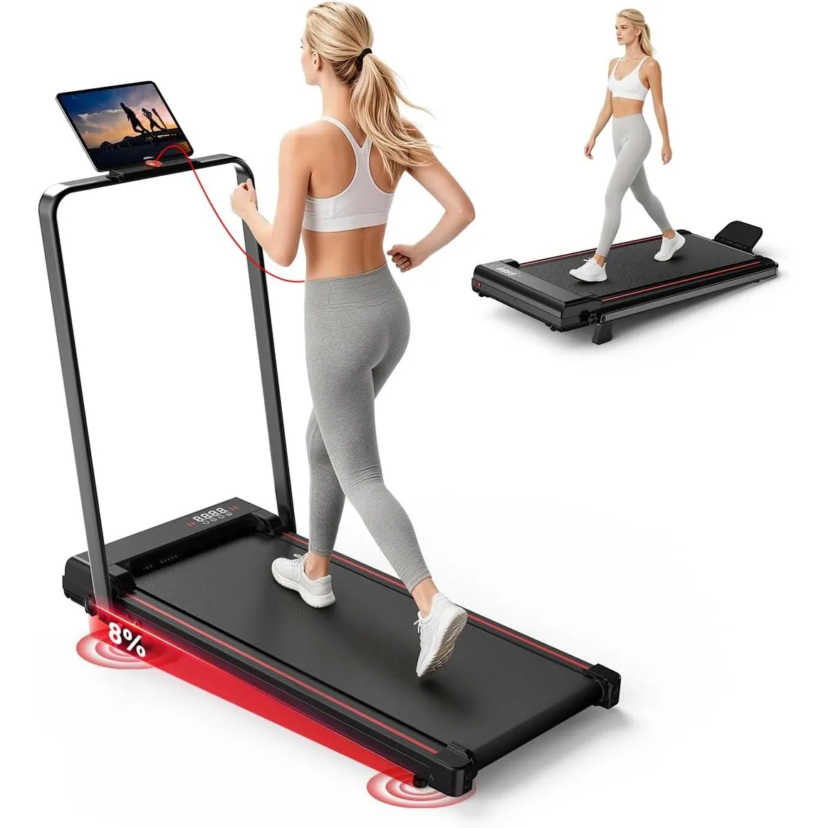 Dskeuzeew Laufband Walking Pad mit Neigung Klappbar für Zuhause