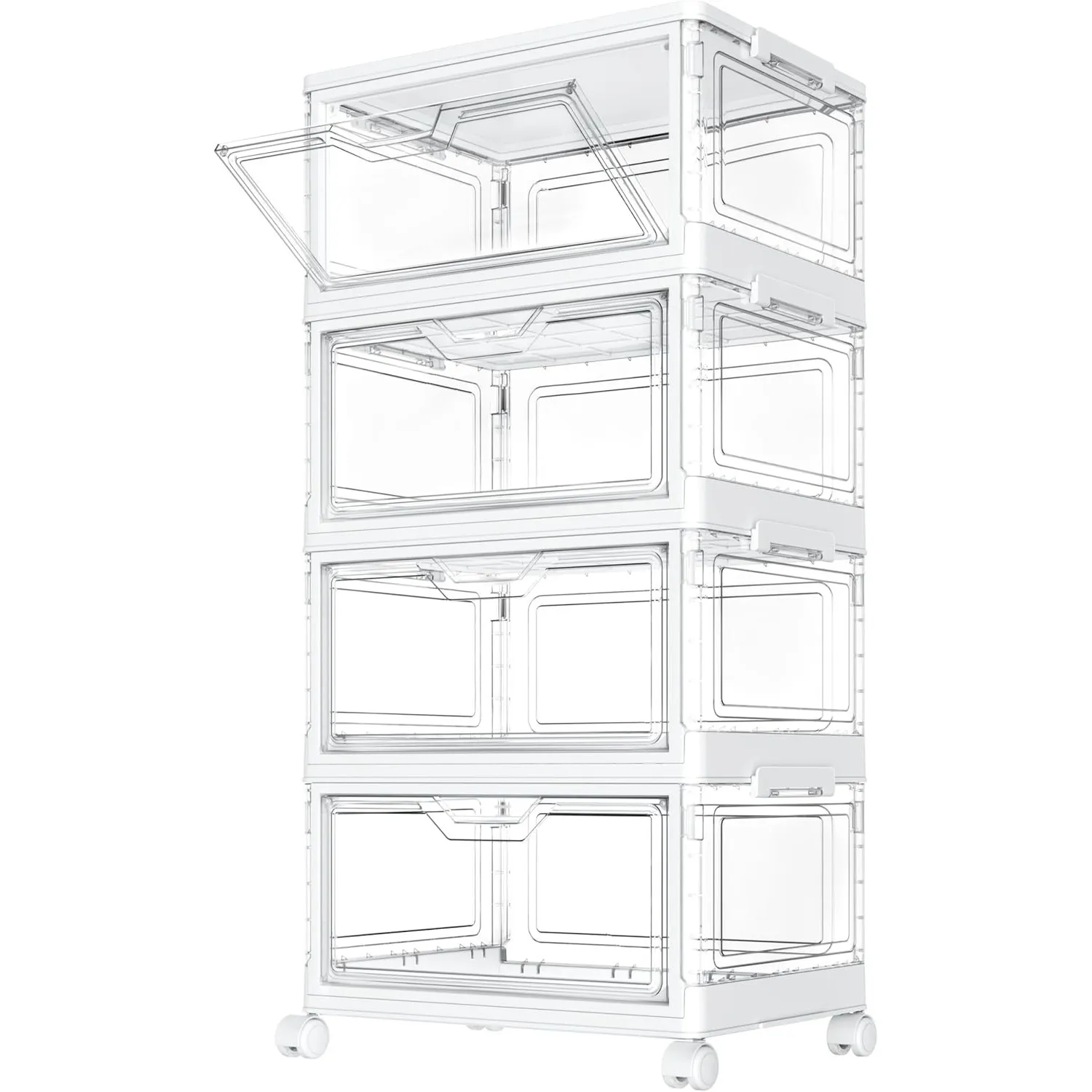 Aufbewahrungsboxen mit Deckel,23L x 4 Stapelbare Kunststoffboxen