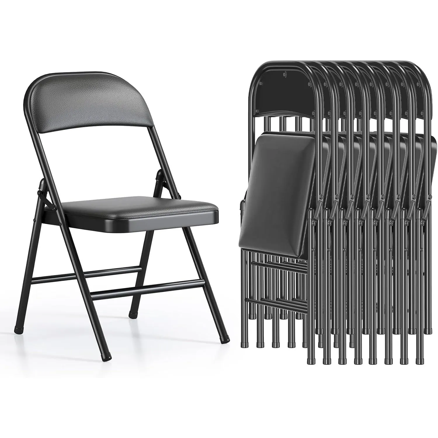 Klappstühle 8er Set, Klappstuhl Gepolstert bis 158KG Tragfähigkeit, Klappstühle Metall mit Starker Stahlrahmen, Klappse…