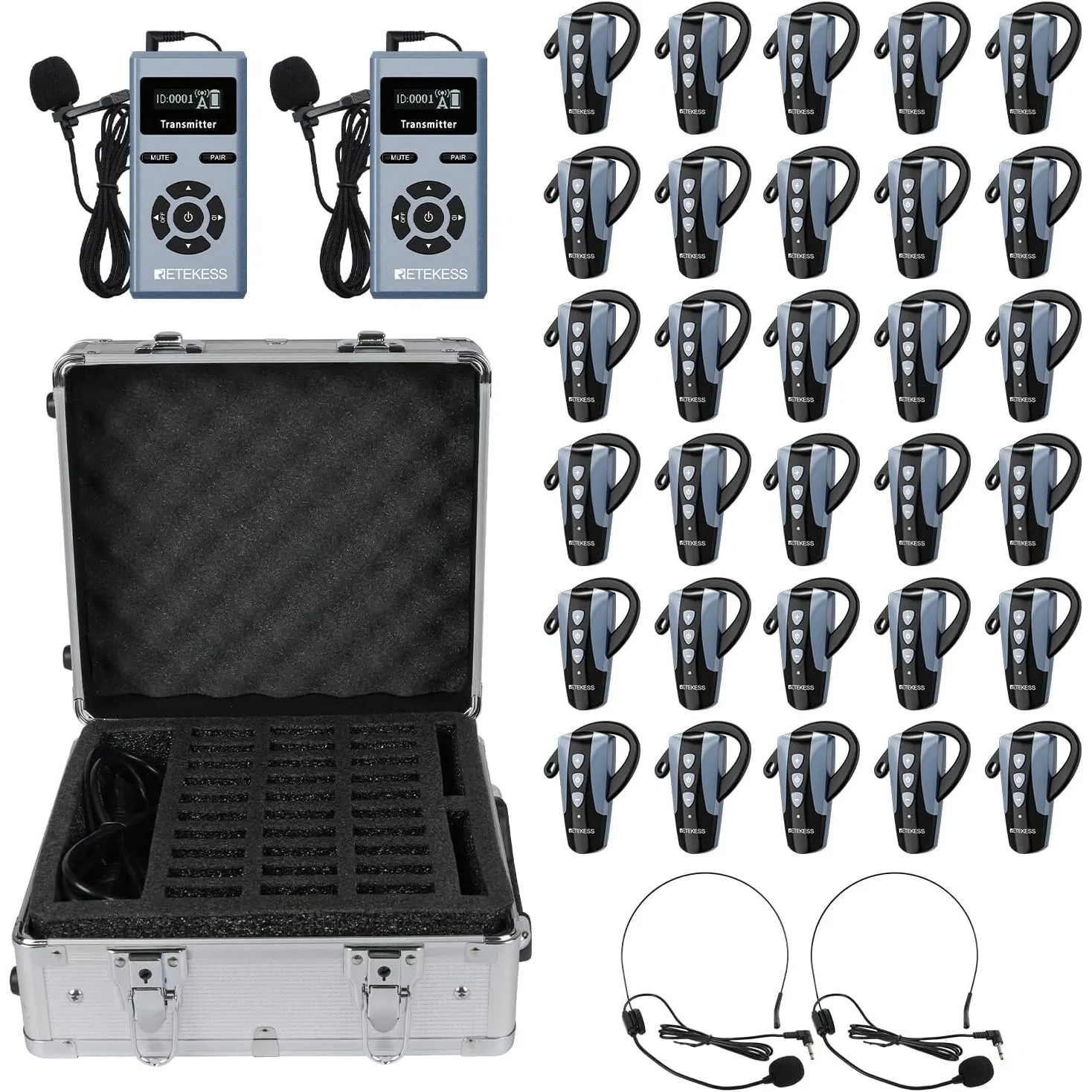 Retekess TT106S Earhook Tourguide-System, Tour Guide Headsets (2TX 30RX)