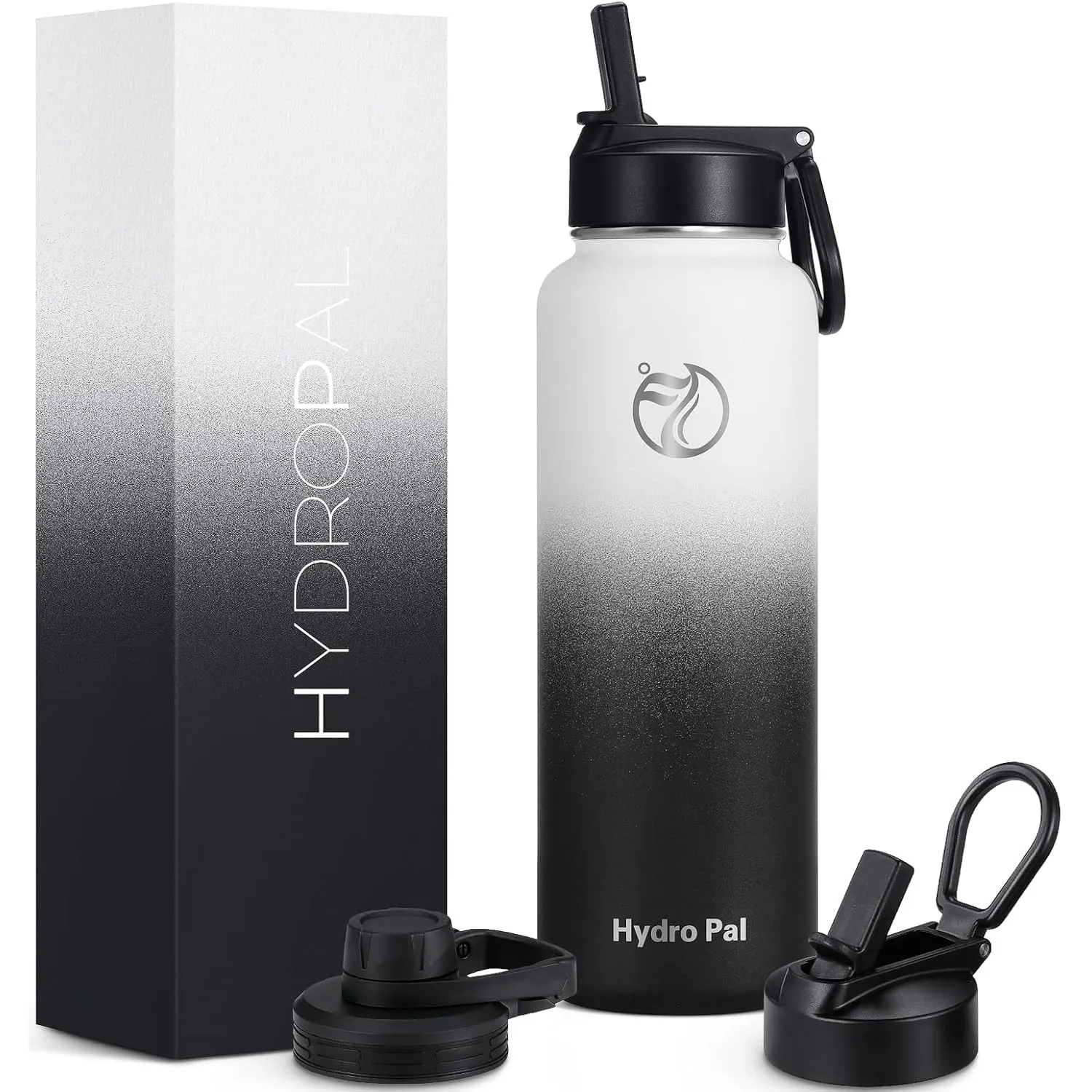 HydroPal 500ml Edelstahl Isolierflasche,Trinkflasche mit Strohhalm 2 Deckel | BPA-frei, 24h kalt & 12h heiß Vakuumflasc…