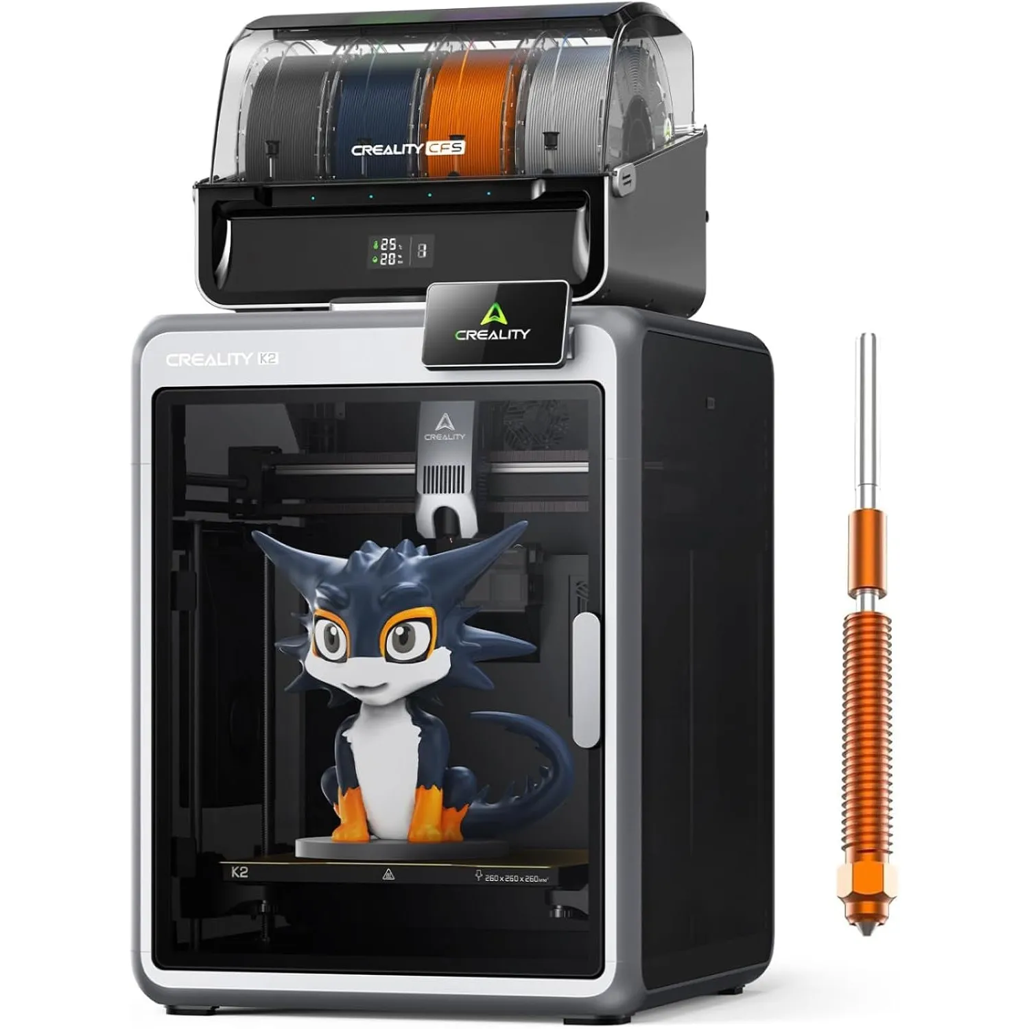 Creality K2 Combo(A) 3D-Drucker, 260×260×260 mm Bauvolumen, Multicolor-Druck mit bis zu 16 Farben, beheizter Druckraum,…