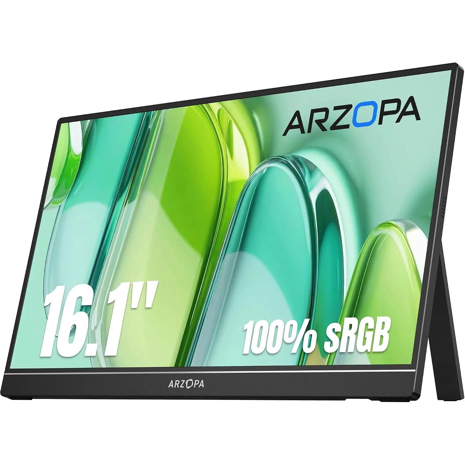 ARZOPA 16.1" Portable Monitor, 1920×1080 FHD IPS 100% sRGB Tragbarer Monitor für Laptop mit Einzelstange, Unterstützt H…