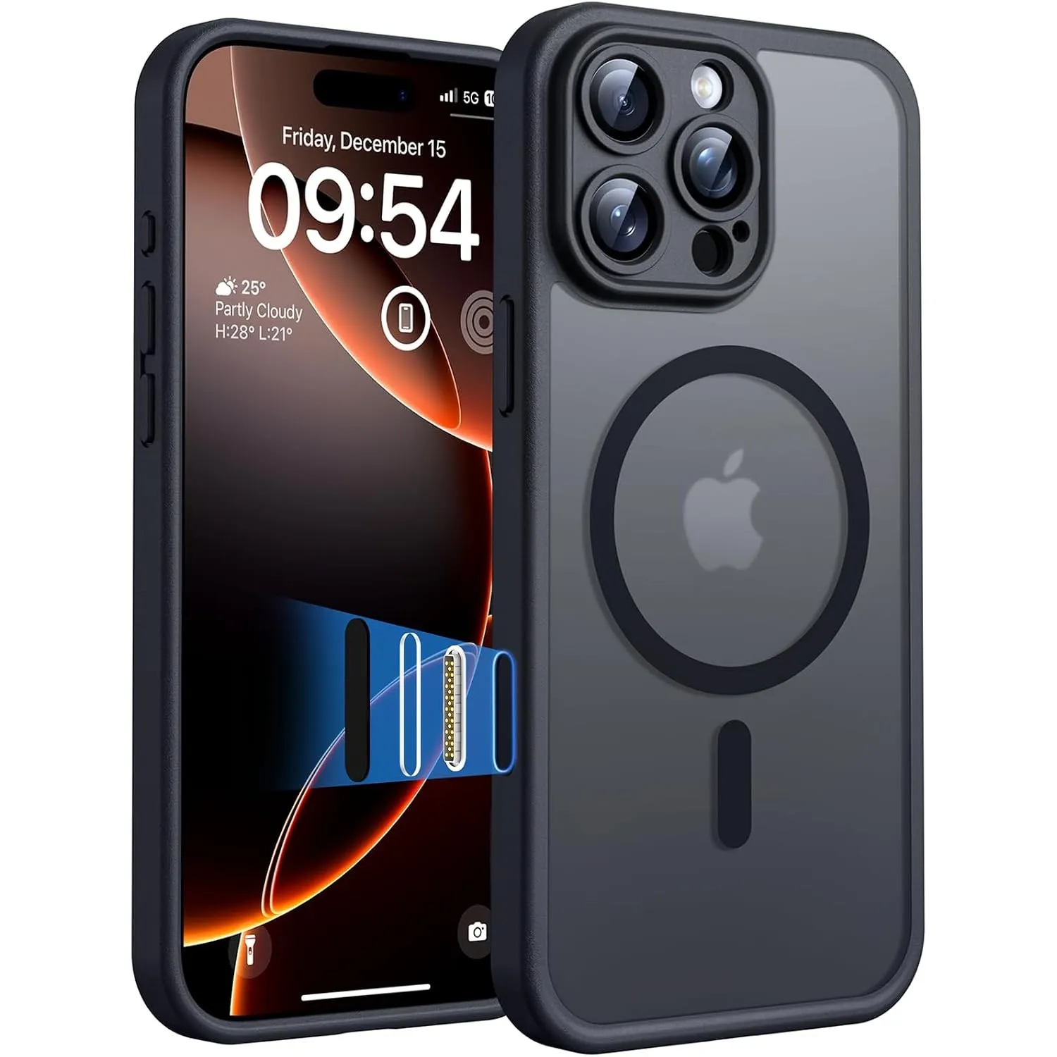 TOCOL für iPhone 16 Pro Max Hülle mit Kamerasteuerung, Magnethülle, Schwarz | Kompatibel mit MagSafe, Eingebauter Magne…