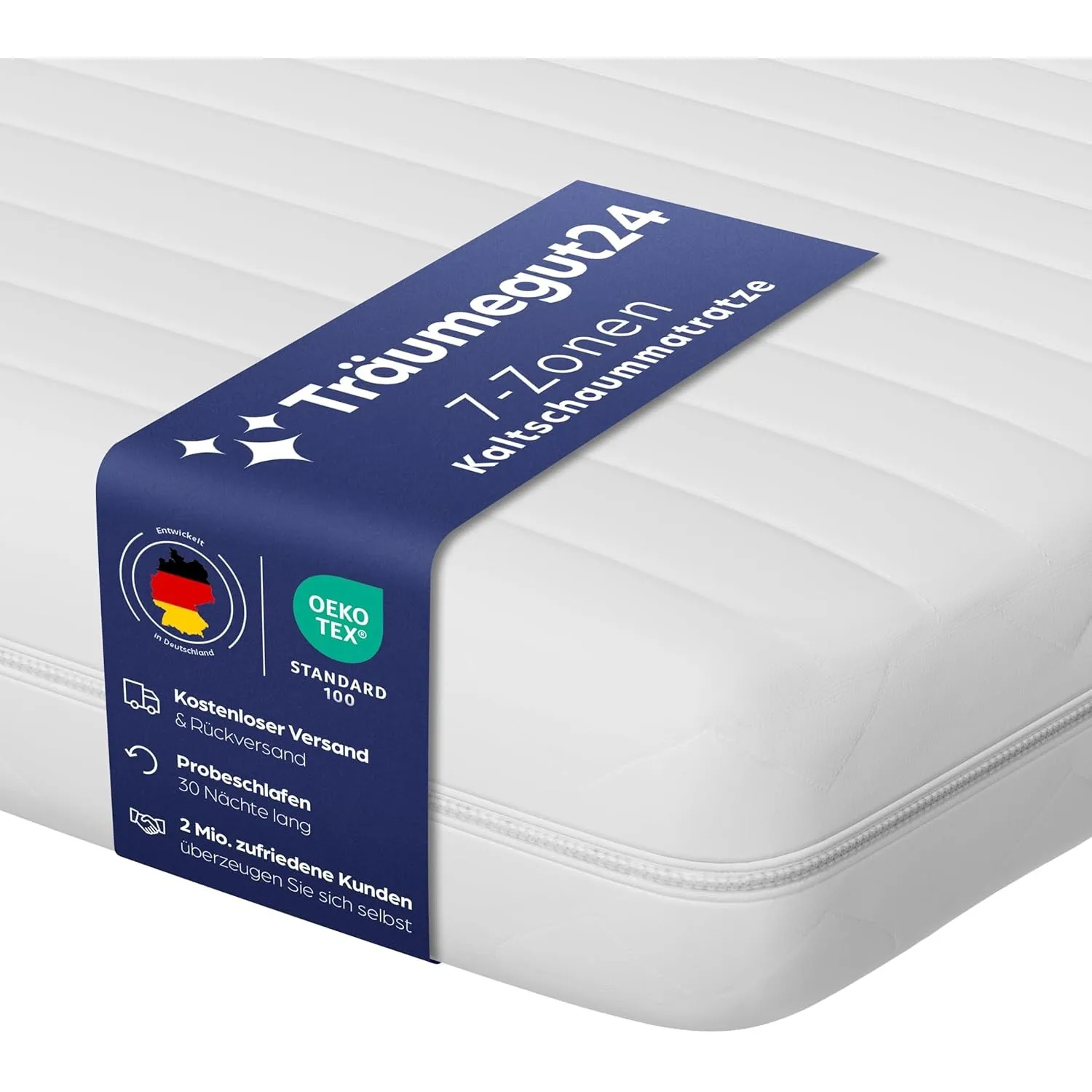 Träumegut24 AquaFlex 7-Zonen Matratze 100x200 cm | H2&H3 | Ergonomische Kaltschaummatratze | Hypoallergen & Antibakteri…