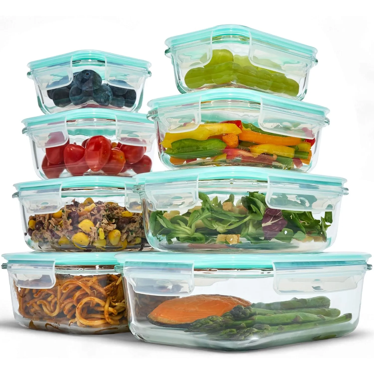 uandu Glasbehälter mit Deckel 16-teilig – Meal Prep Boxen Glas