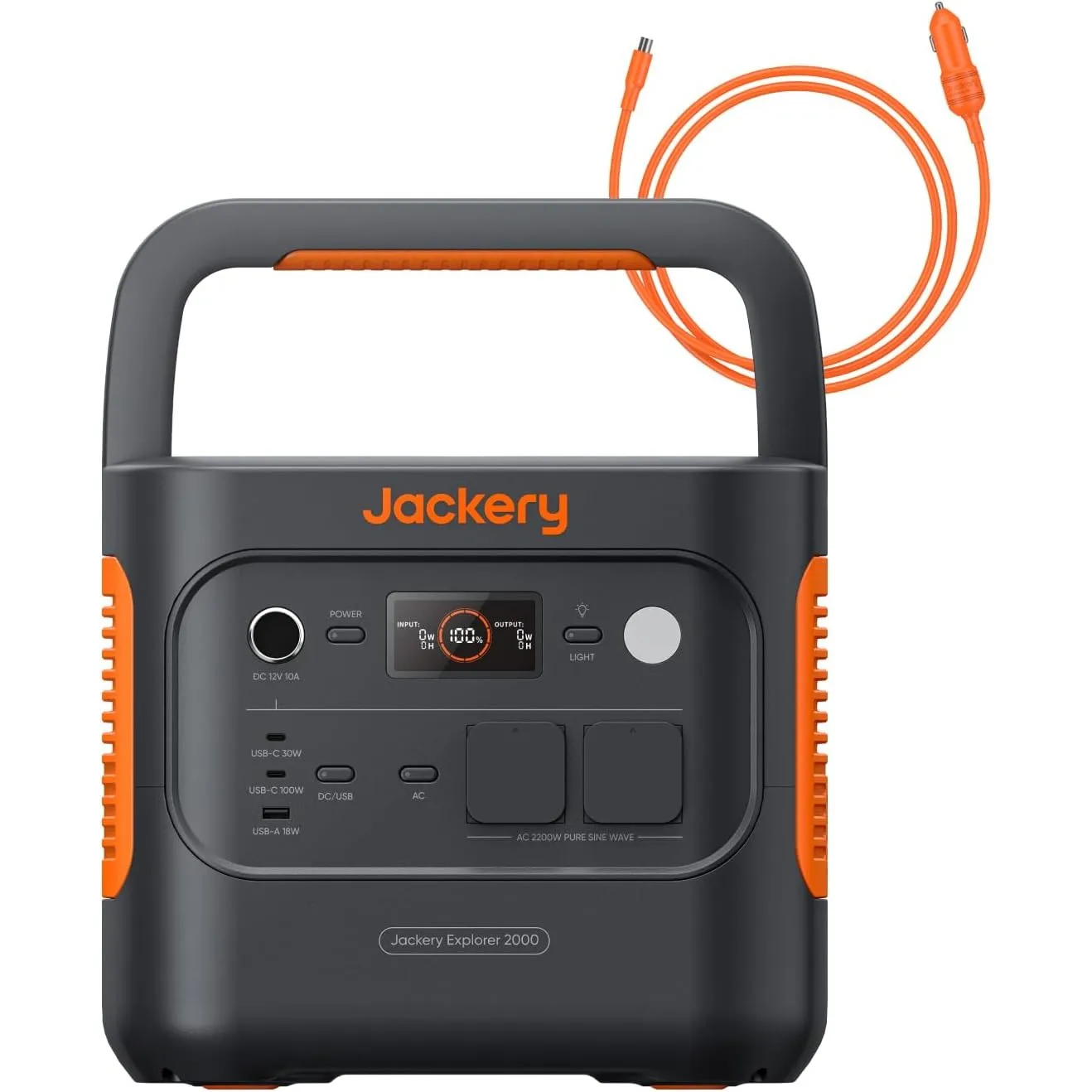 Jackery E2000 v2 tragbare Powerstation mit DC8020 Kfz-Ladekabel