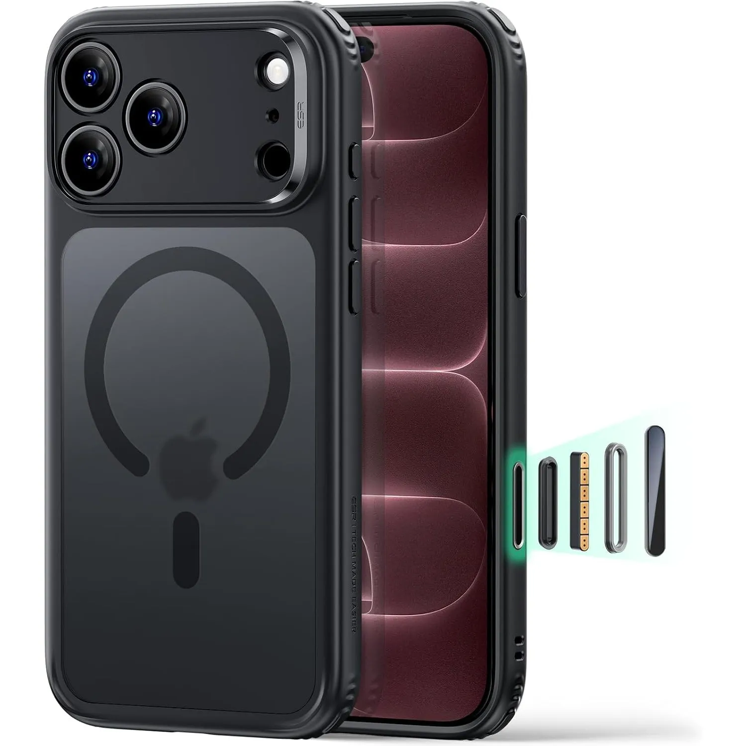 ESR Classic Hybrid für iPhone 18 Pro/17 Pro Hülle, Mattschwarz