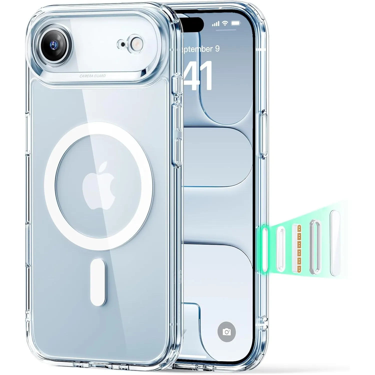 ESR für iPhone Air Hülle für MagSafe, Kamerasteuerung, Klar | Vergilbungsschutz, Ultraskinny, 3X Militär-Sturzschutz, M…