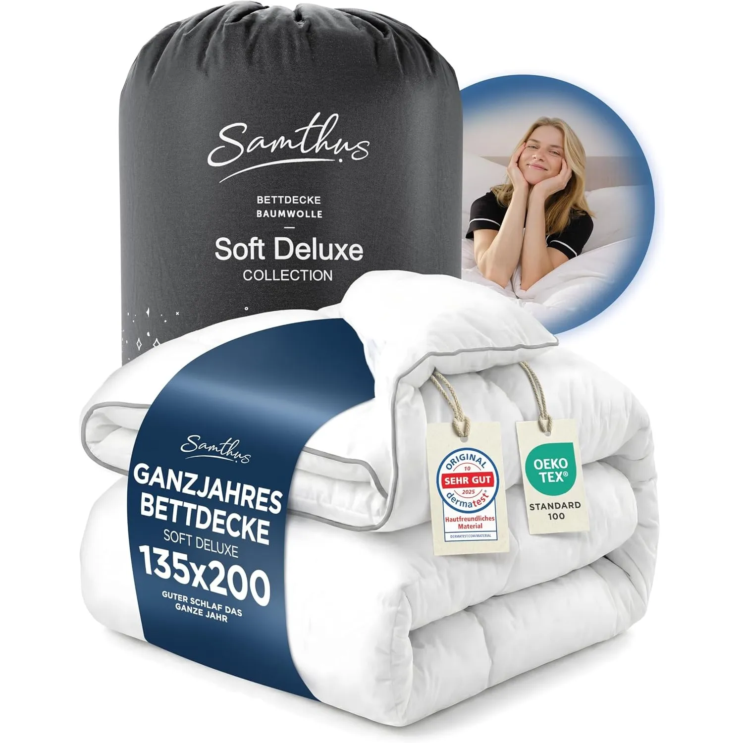 Samthus Premium Bettdecke 135x200cm weiche Steppdecke - Ganzjahresdecke