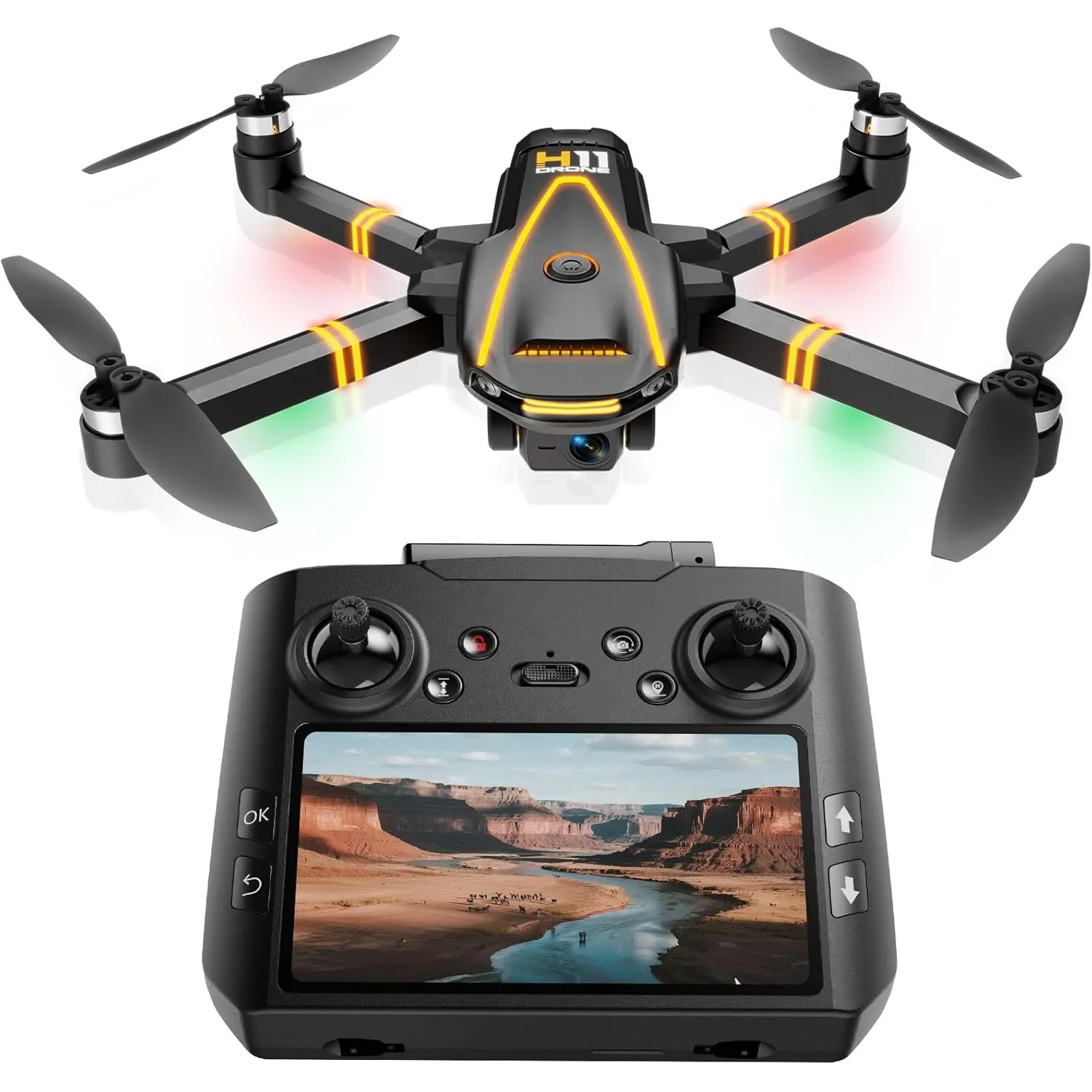 GPS Drohne mit kamera 4K für Erwachsene und Kinder (Bildschirmfernsteuerung)Drone die dir folgt,Zwei Intelligente Akkus…