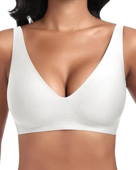 Jiuday Tiefer V Push Up BH ohne Bügel for Damen Bequemer BH für Große Brüste Starker Halt Seamless Soft Bra Bügelloser …