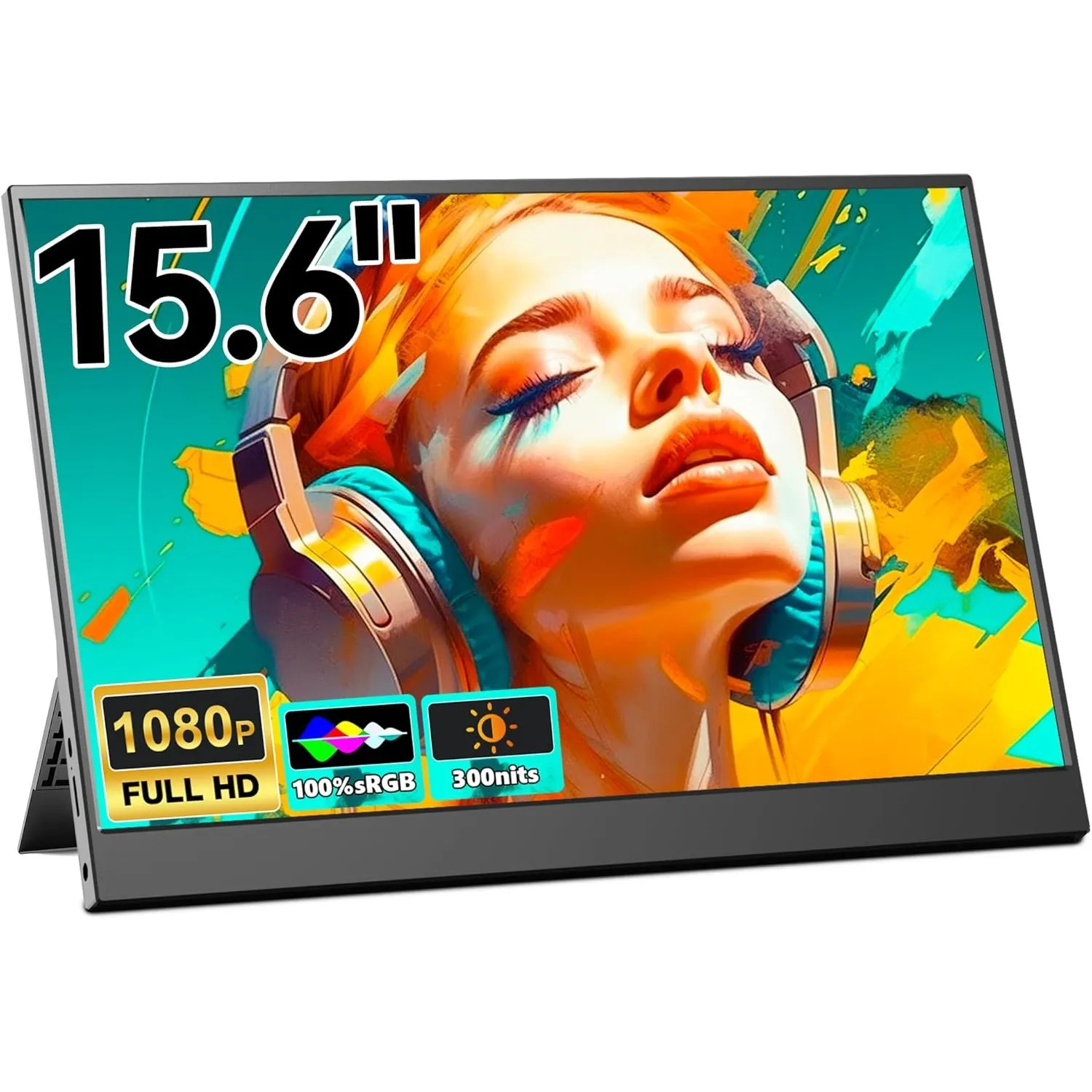 15,6'' Portable Monitor, 1080P FHD Tragbarer Monitor mit Ständer, Mobiler Monitor IPS Bildschirm mit Lautsprechern, Ult…