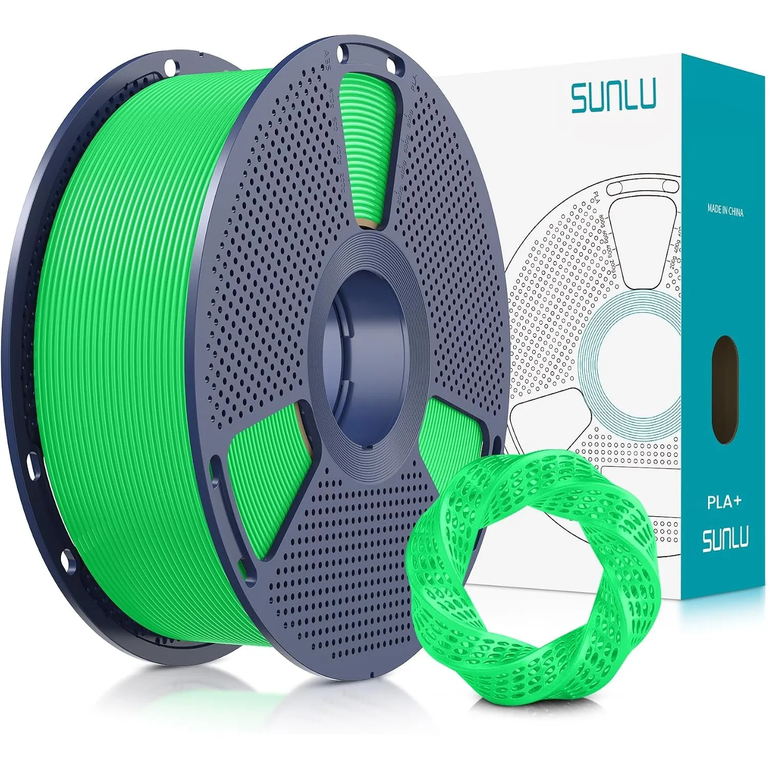 SUNLU PLA+ Filament 1.75mm, PLA Plus 3D Drucker Filament 1KG Grün | Härter und Stärker 3D Druck Filament PLA+, Neatly W…