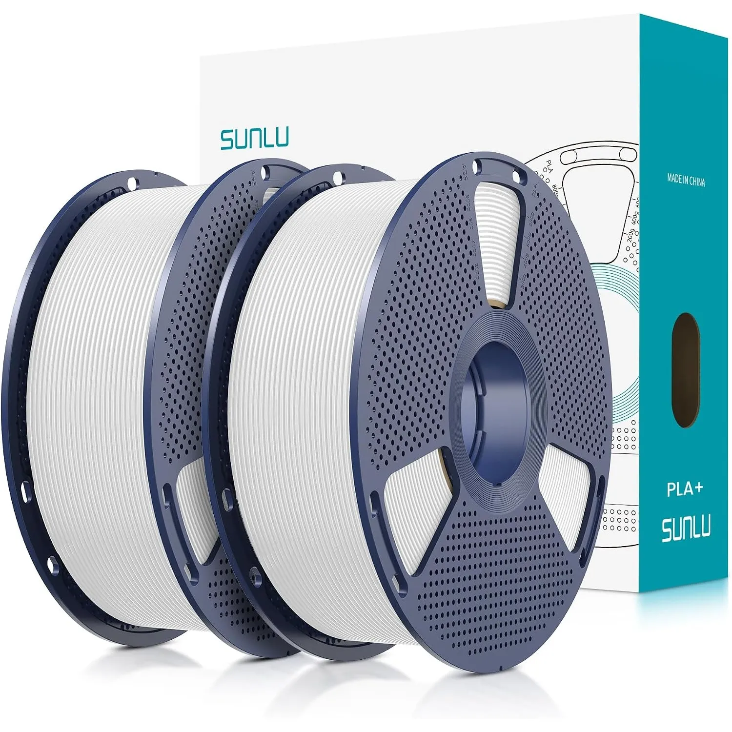 SUNLU PLA+ Filament 1.75mm 2KG, PLA Plus 3D Drucker Filament Weiß