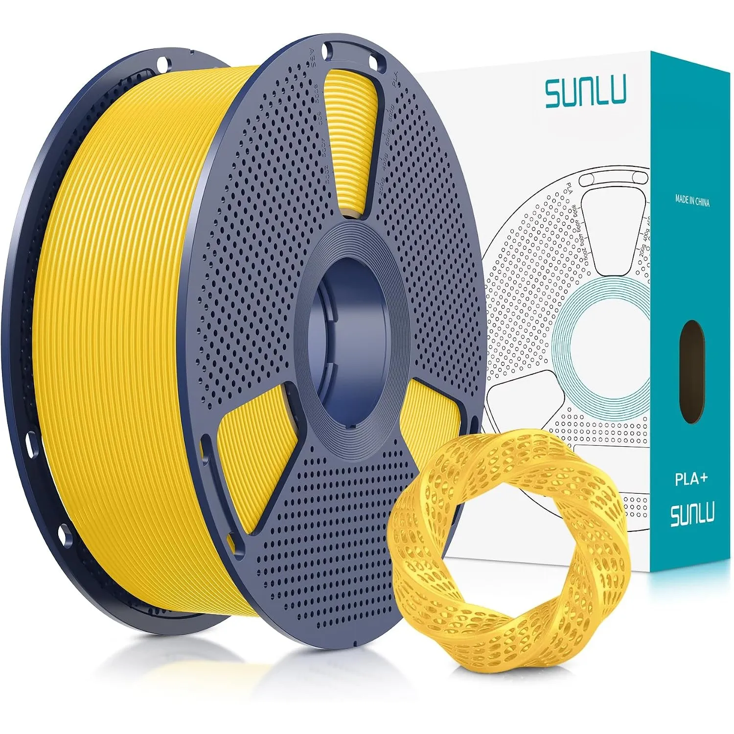 SUNLU PLA+ Filament 1.75mm, PLA Plus 3D Drucker Filament, 1KG Hellgelb