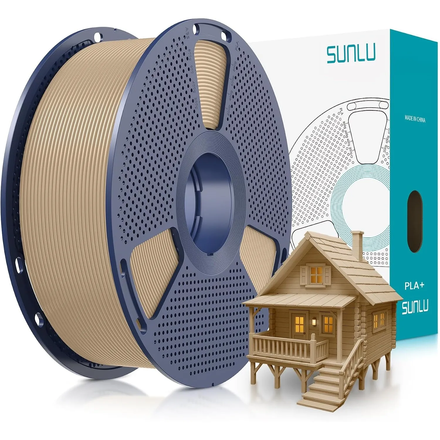 SUNLU PLA+ Filament 1.75mm, PLA Plus 3D Drucker Filament 1KG Eiche