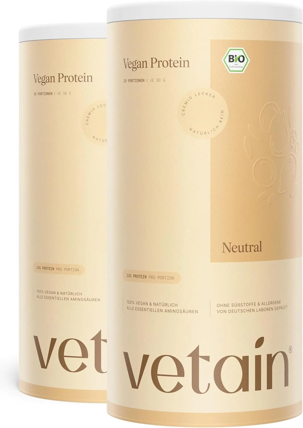VETAIN Vegan Protein Powder Neutral - 23 g Protein - 1200 g - Without Sweeteners - Organic Protein Powder - 5 Protein S…