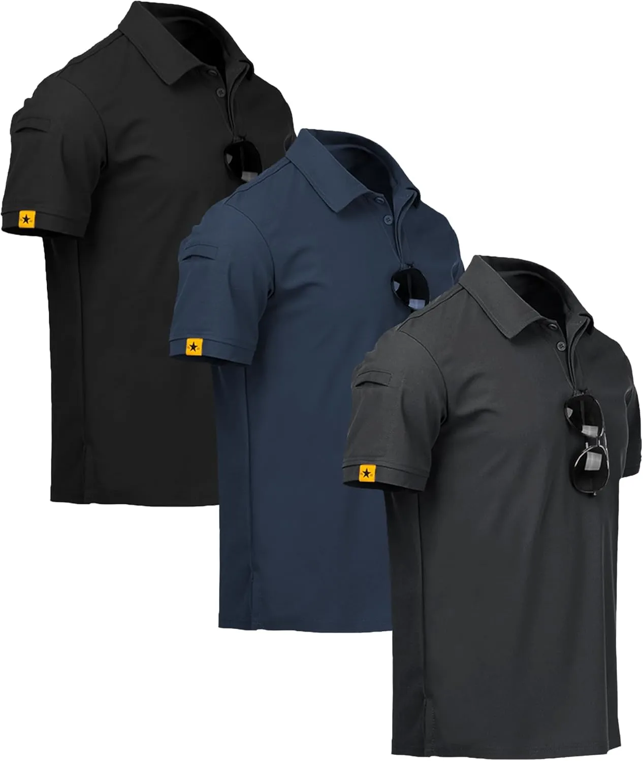 ZITY Pack of 3 Men's Short-Sleeved Polo Shirts, Quick-Drying, Breathable T-Shirt, Men's Summer Polo Shirt, Casual Sport…