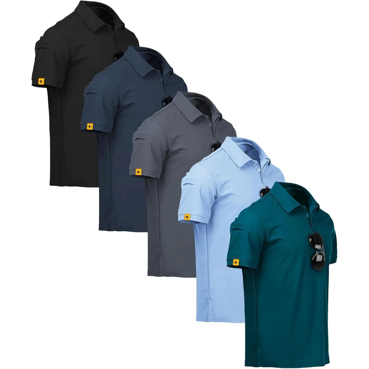 ZITY 5er Pack Poloshirts Herren Kurzarm Schnelltrocknend Atmungsaktives T-Shirt Männer Sommer Polohemd Sport Shirt Regu…
