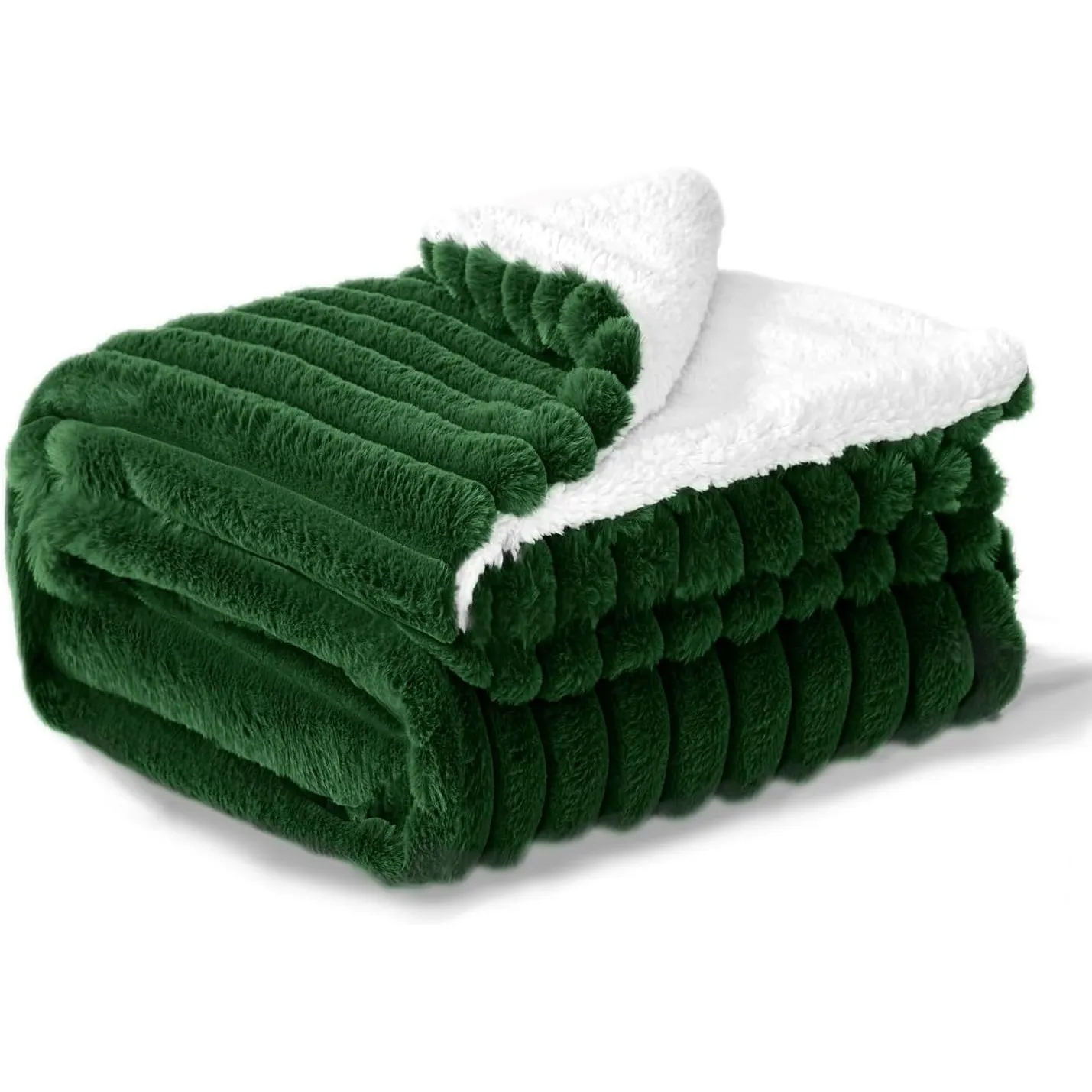 BEDELITE warme Decke Sherpa Kuscheldecke Flauschig Dunkelgrün 125x150