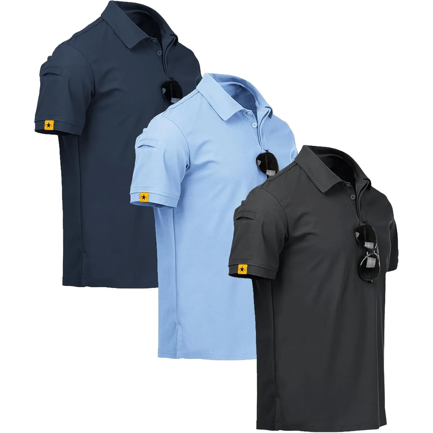 ZITY 3er Pack Poloshirt Herren Kurzarm Schnelltrocknend Atmungsaktives Tshirt Männer Sommer Polohemd Casual Sport Shirt…