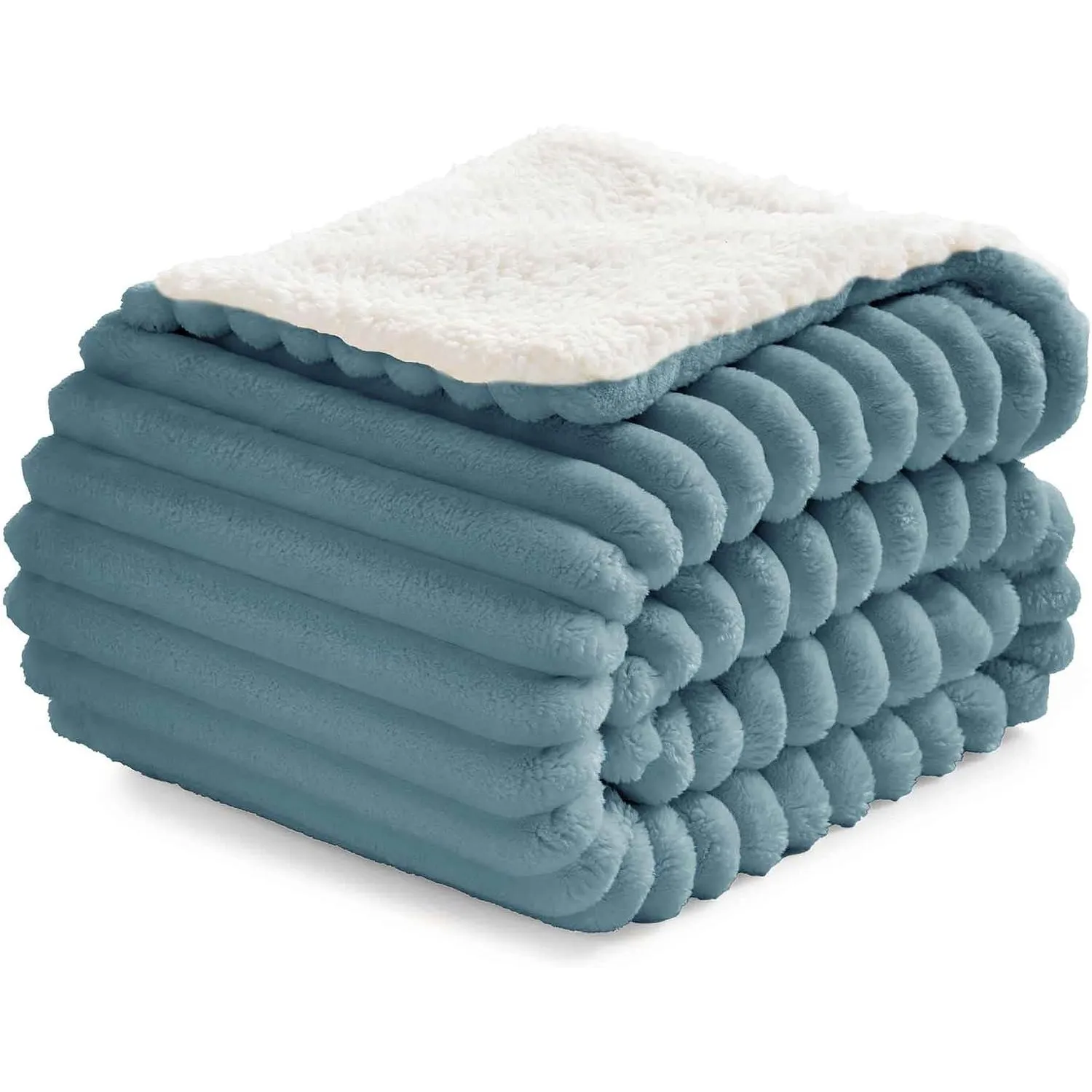 BEDELITE warme Decke Sherpa Kuscheldecke Flauschig Hellblau 150x200