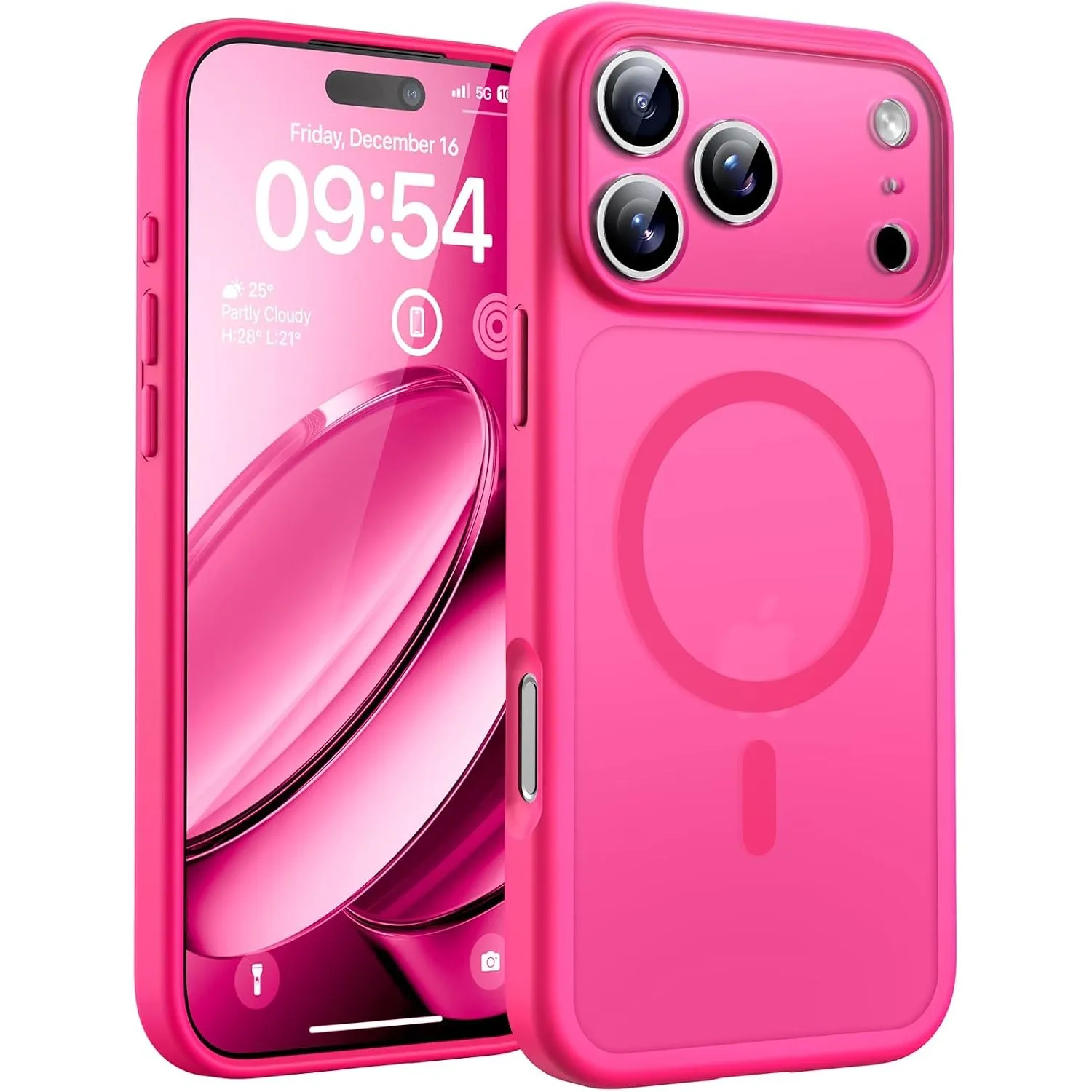 TOCOL für iPhone 17 Pro Max Hülle, Kompatibel mit MagSafe, Heißes Rosa